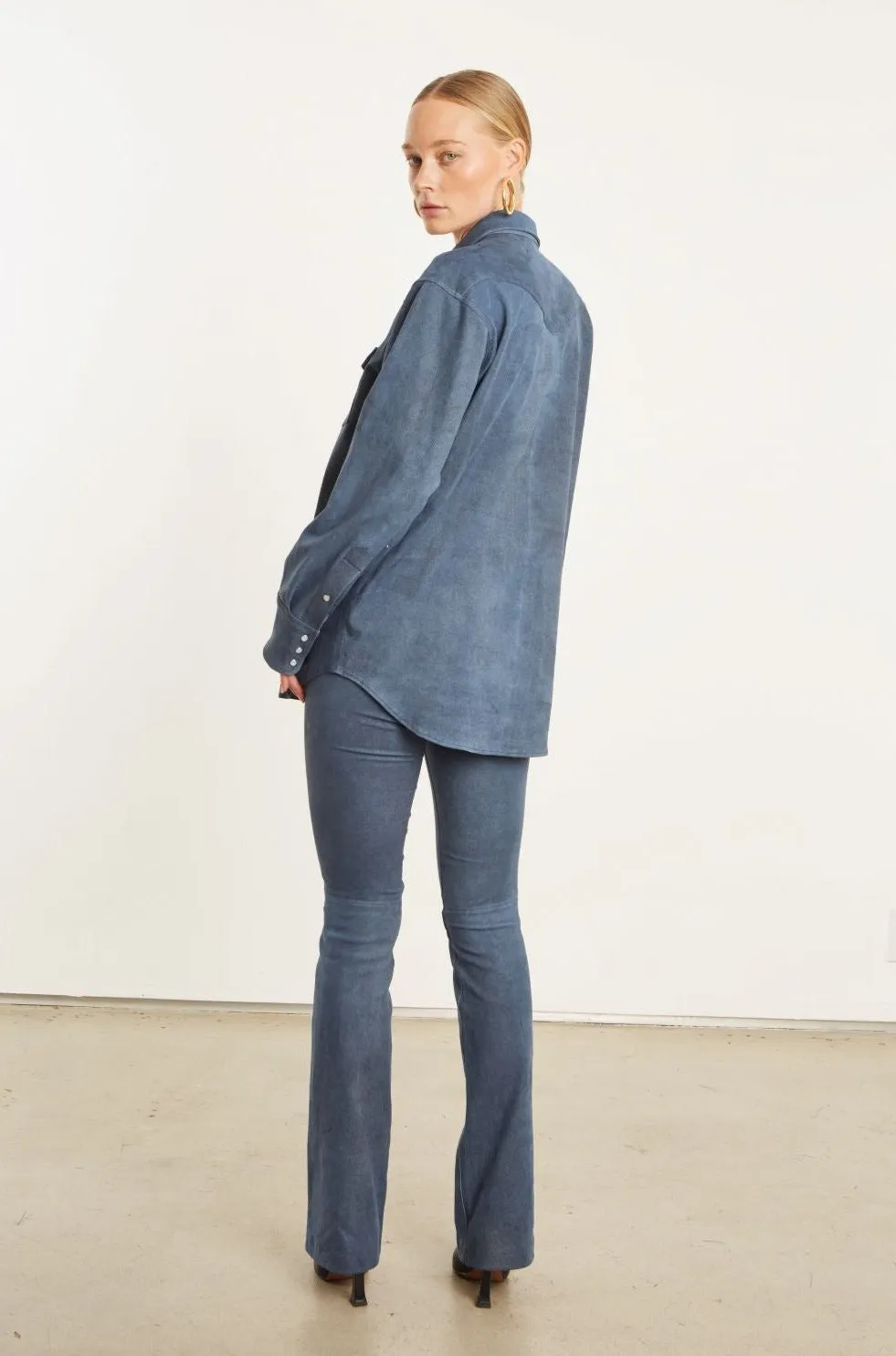 Denim Suede Western Button Down AllClimateAdaptive Contrast Stitching