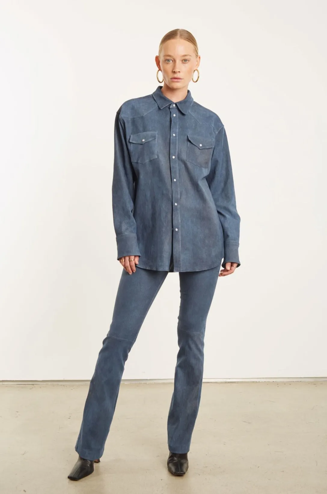 RollUpSleeves Denim Suede Western Button Down
