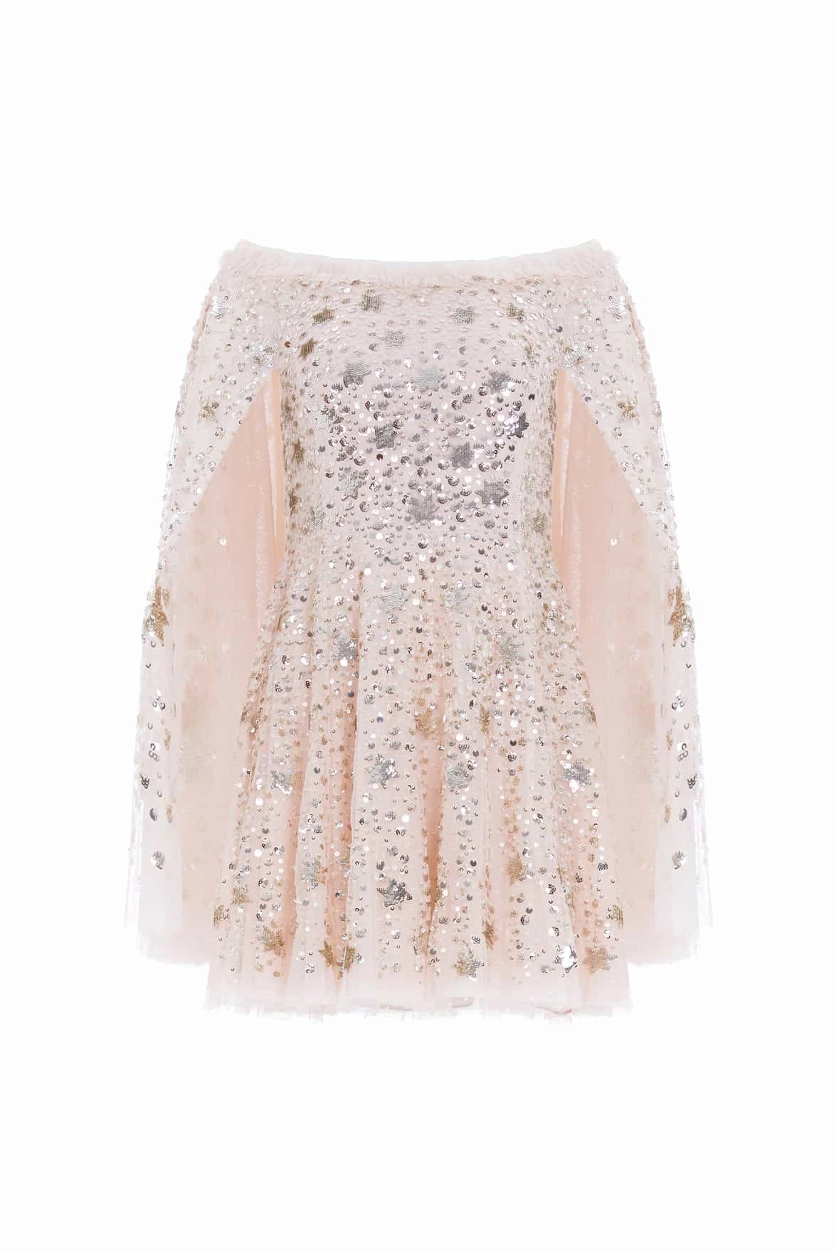 Shooting Stars Cape Micro Mini Dress Formal Style