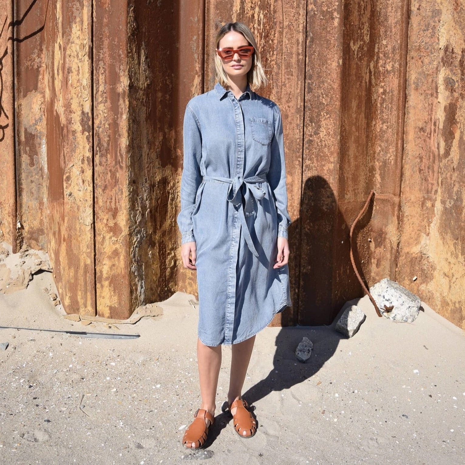 Denim Shirt Dress [Final Sale] Side-Zip Japan Line
