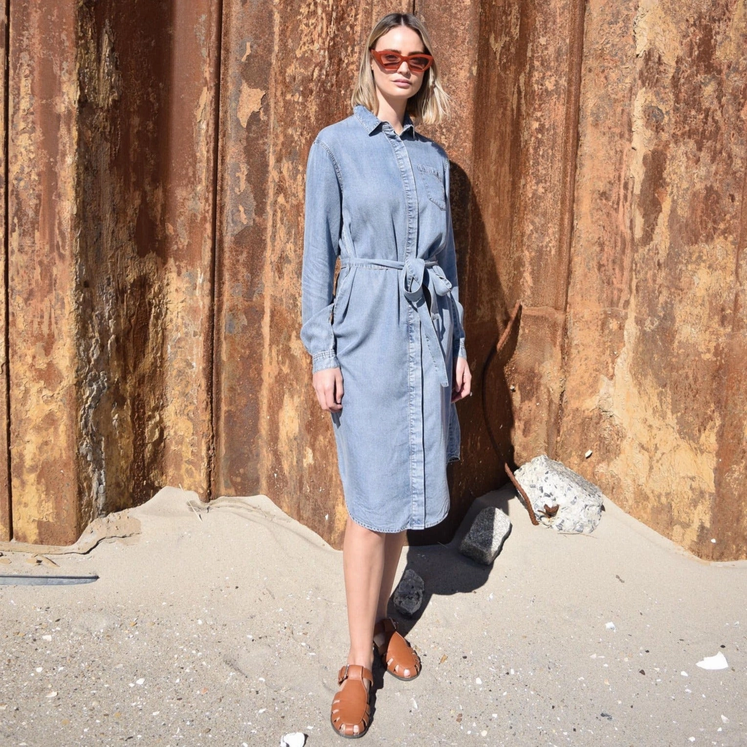 Inner Smile Denim Shirt Dress [Final Sale]