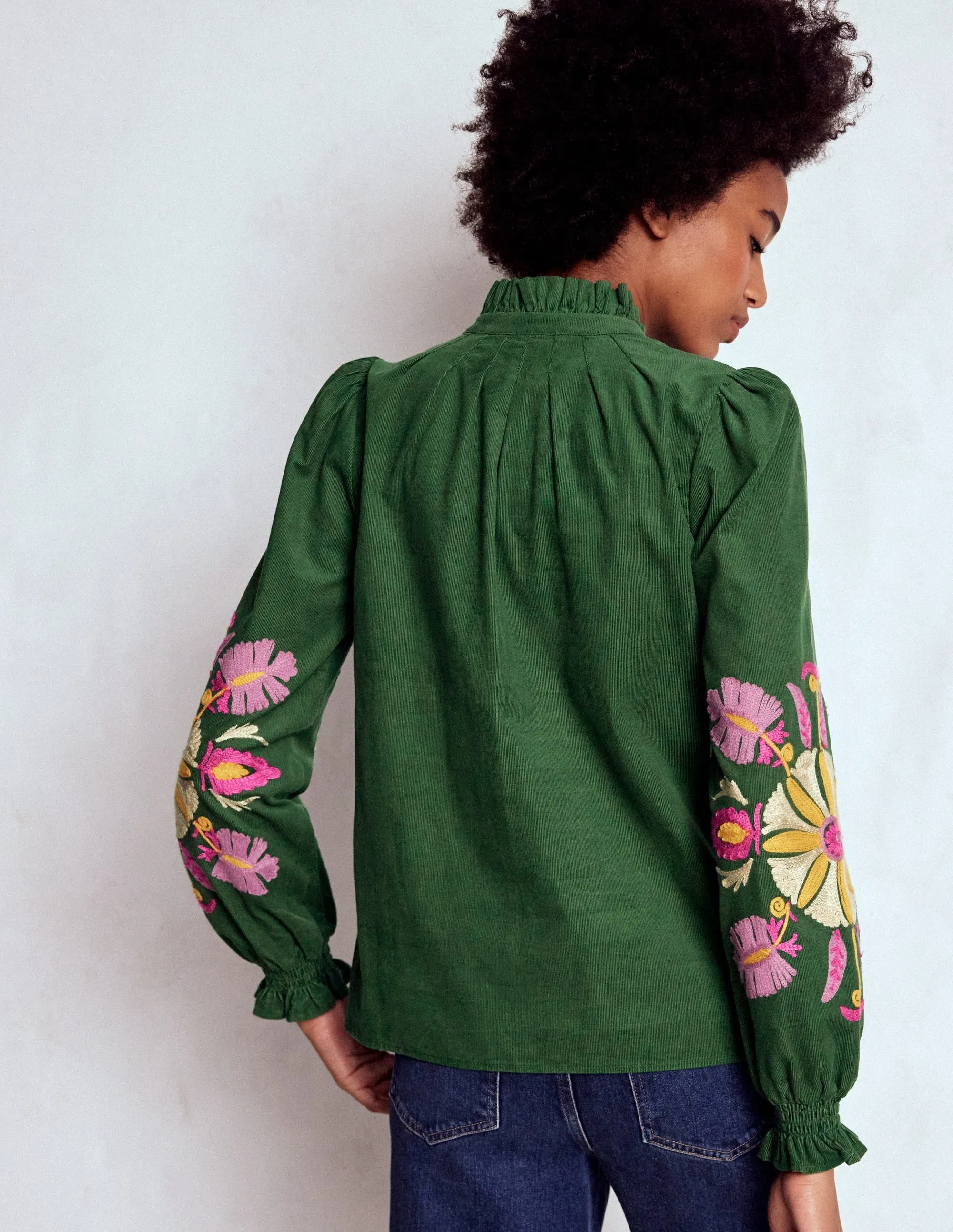 Everyday Jacket Active Look Lorna Cord Top-Hunter Green Embroidered