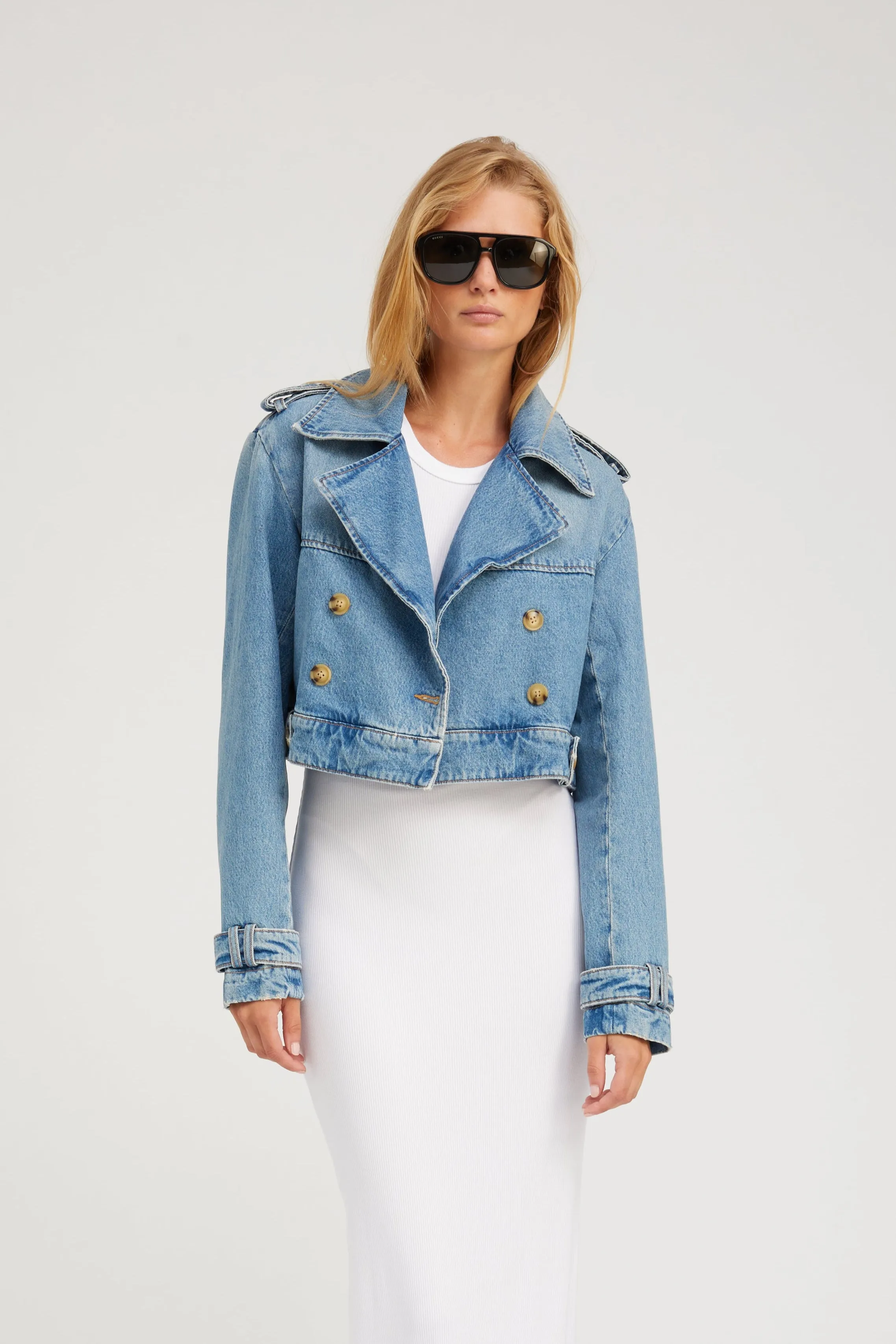 Paradis Cropped Denim Trench Odor Resistant