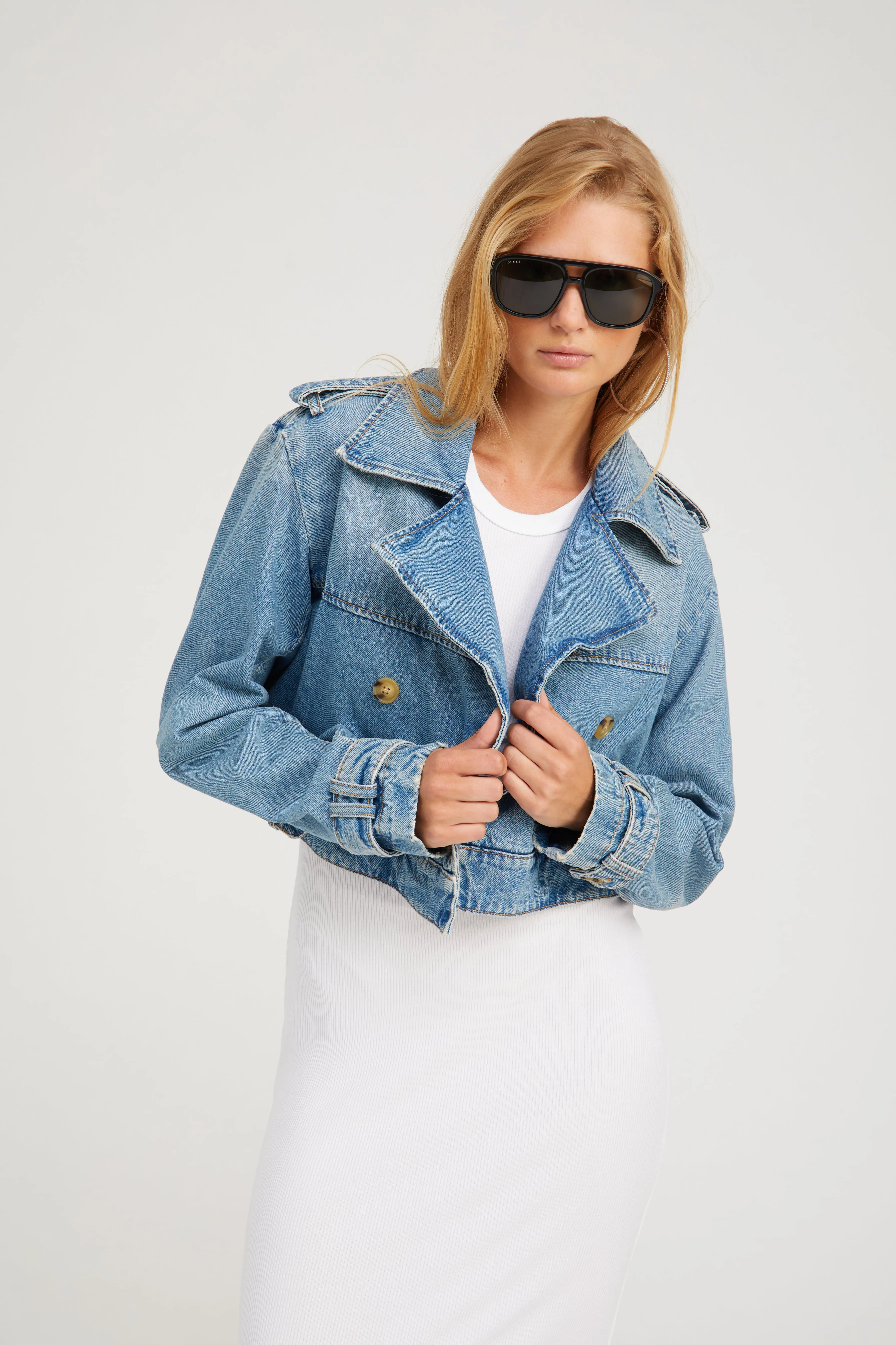 Lightweight Shell Paradis Cropped Denim Trench