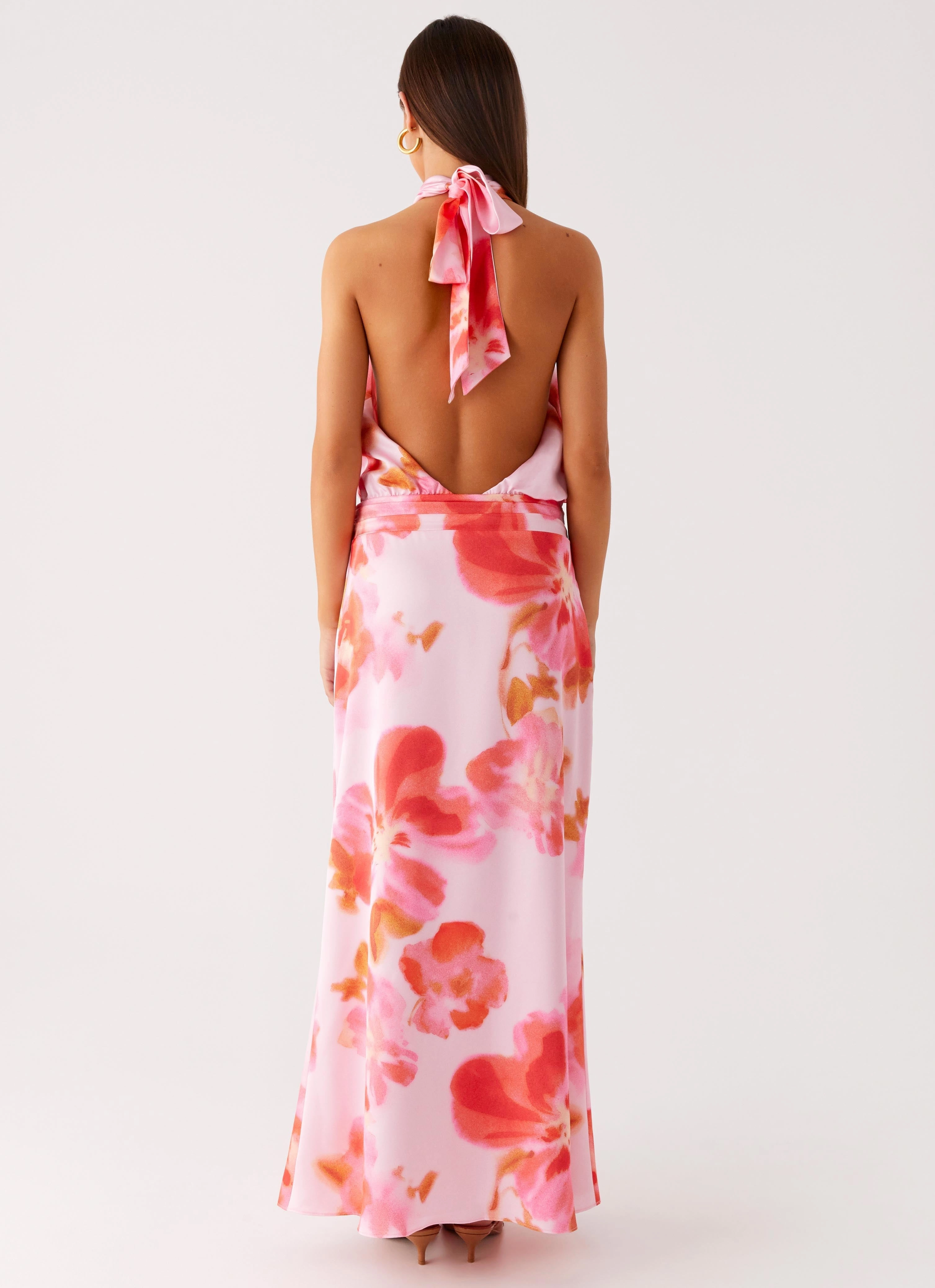 Diablo Backless Maxi Dress - Blushing Blossom