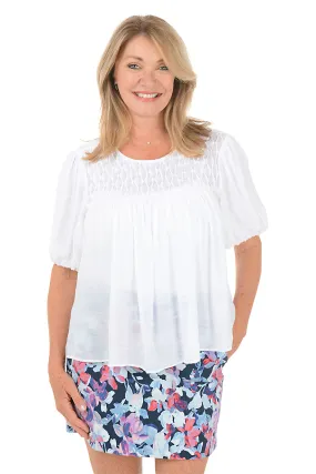 Diamond Pintuck Puffed Sleeve Blouse Anti Pilling Finish UVProtection