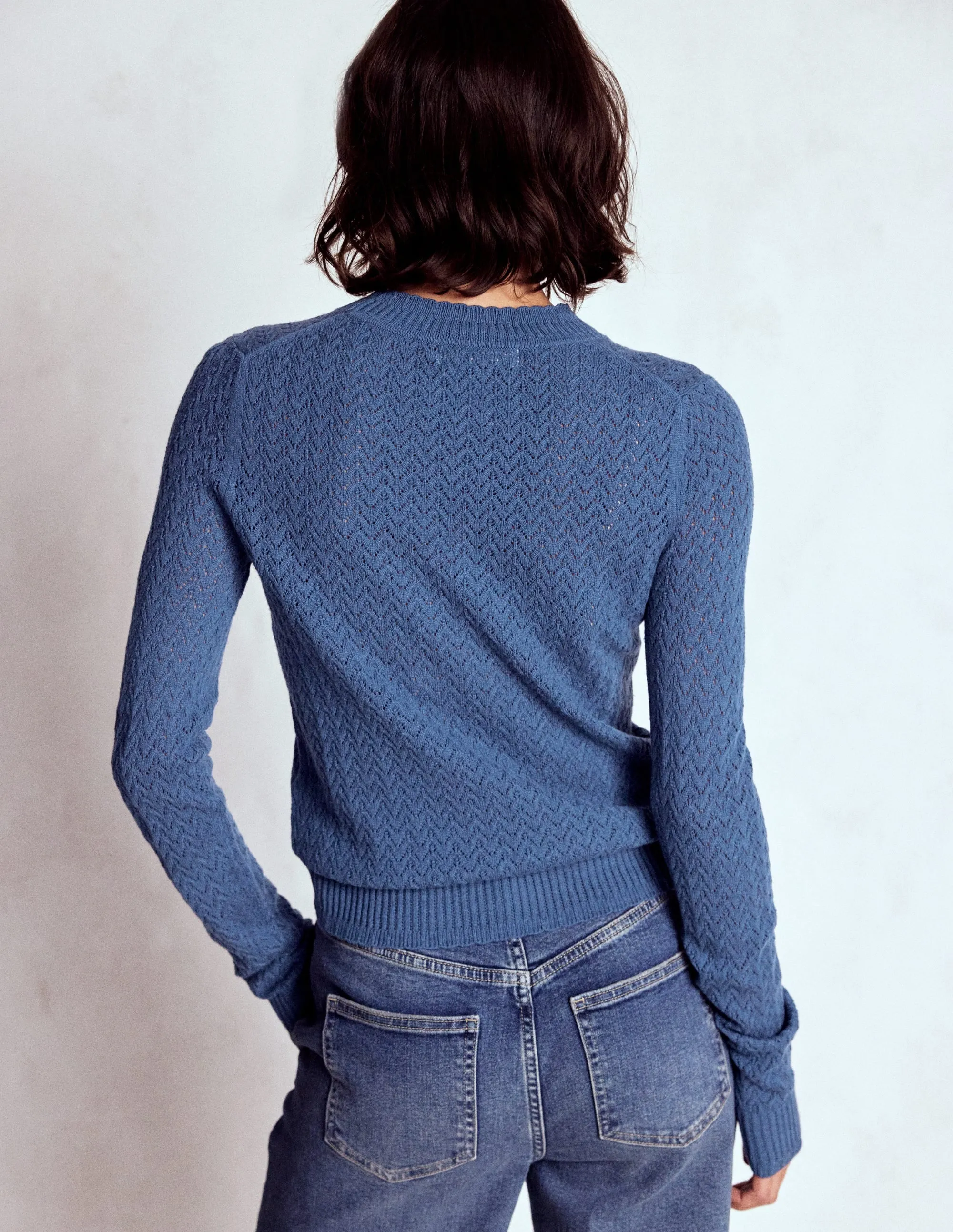 AntiStatic Finish Diane Pointelle Jumper-Denim Blue