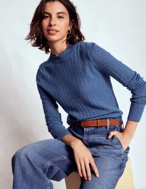 Relaxed Trend Diane Pointelle Jumper-Denim Blue