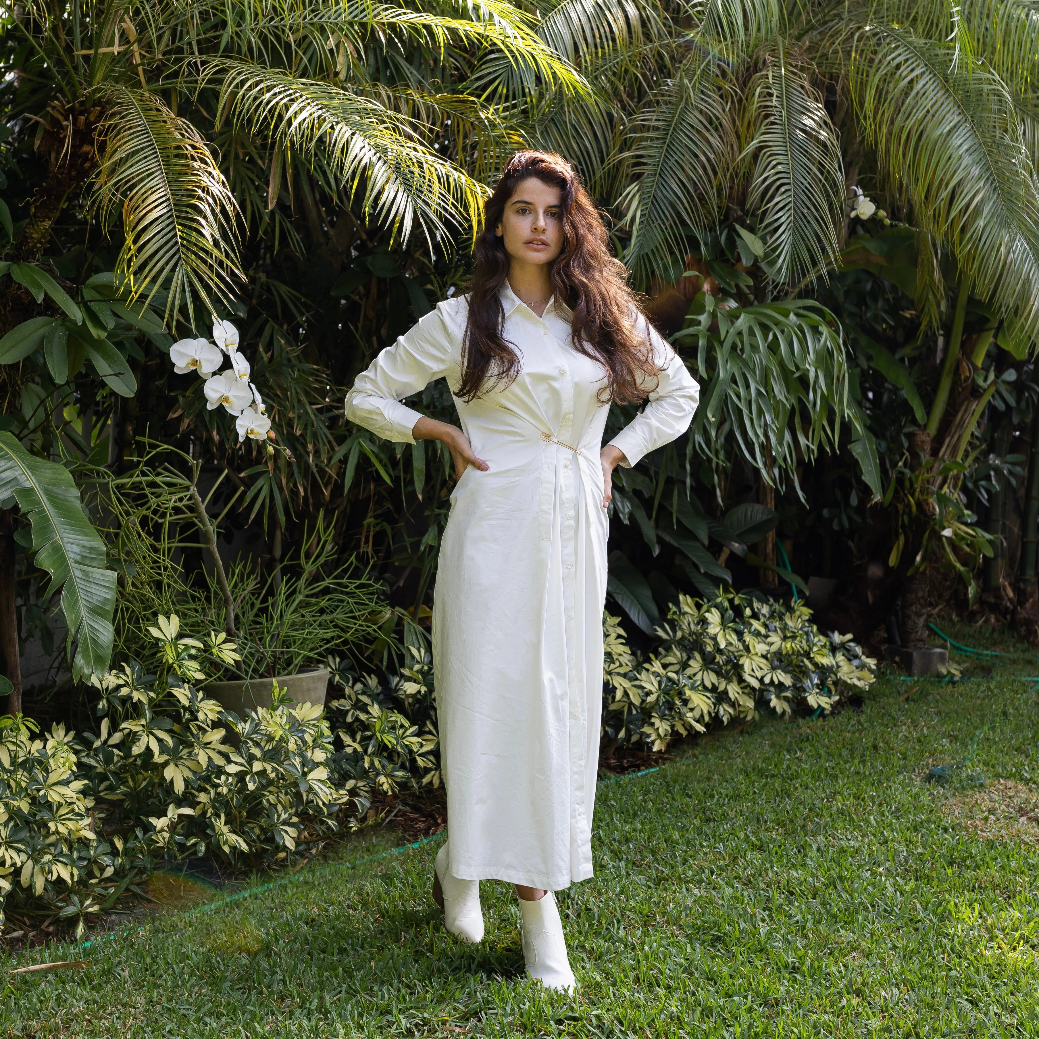 Overlay Pin Dress | White [Final Sale] Calm Energy