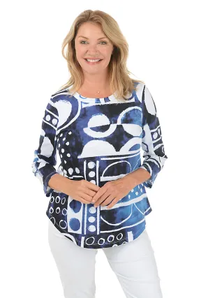 Stain Repellent Coating Raw Edge Finish Dottie Slub Knit Curved Hem Top