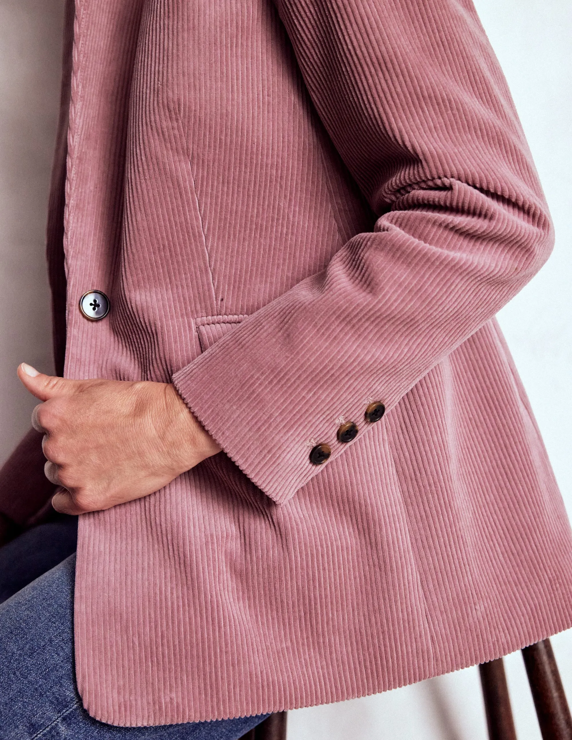 Woodbridge Cord Blazer-Blushing Rose Reflective Safety Details
