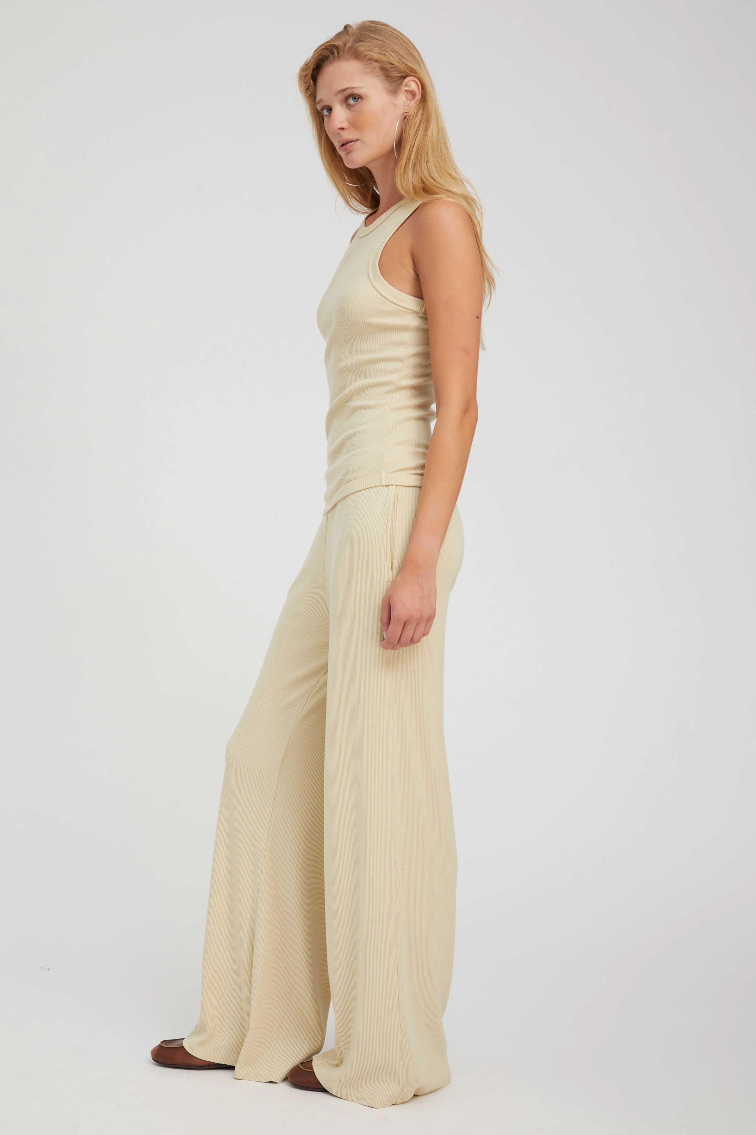 Pistachio Rib Racer Tank Flexible Neckline