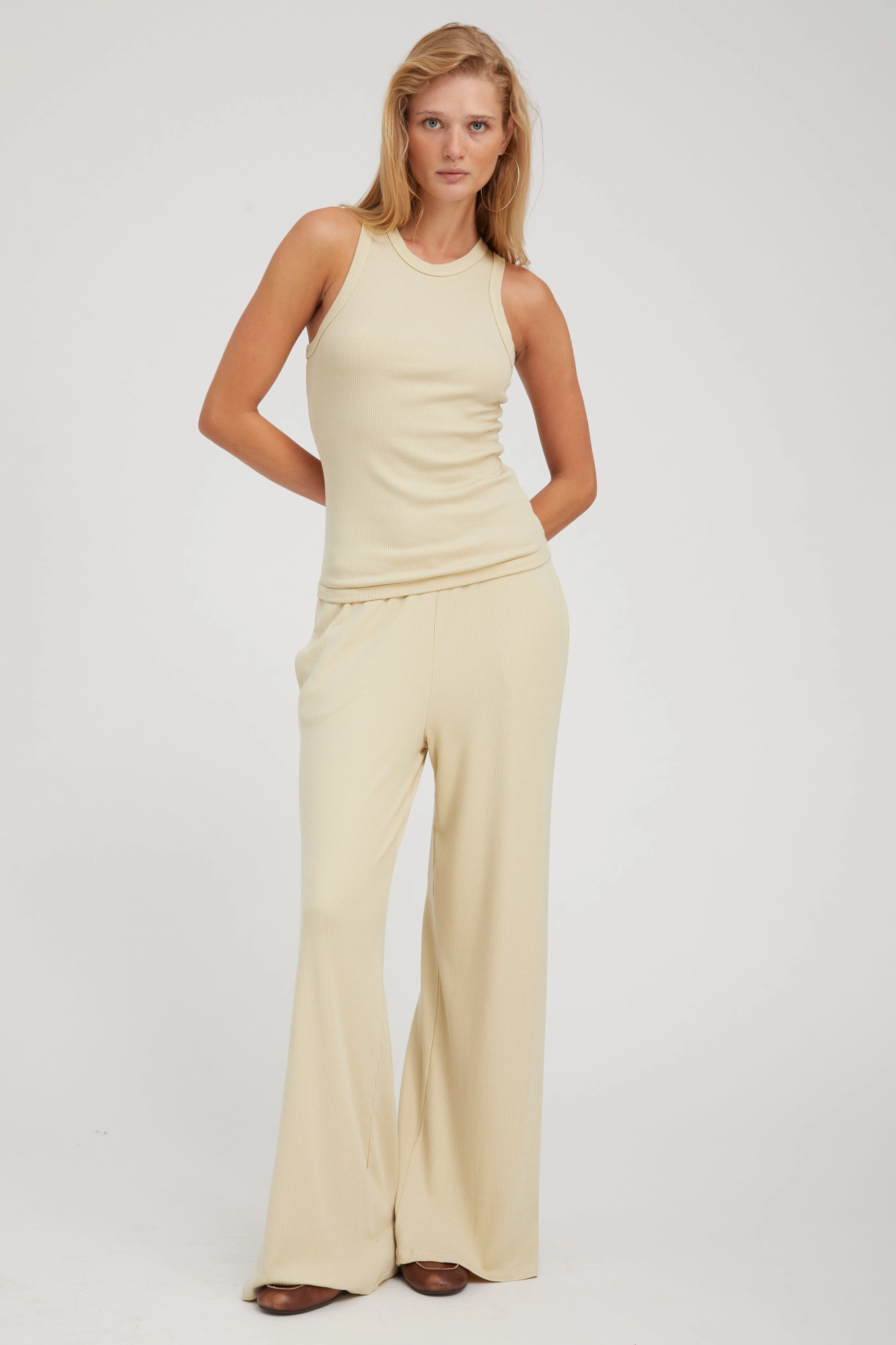 SoftKnit Interlock Knit Pistachio Rib Racer Tank