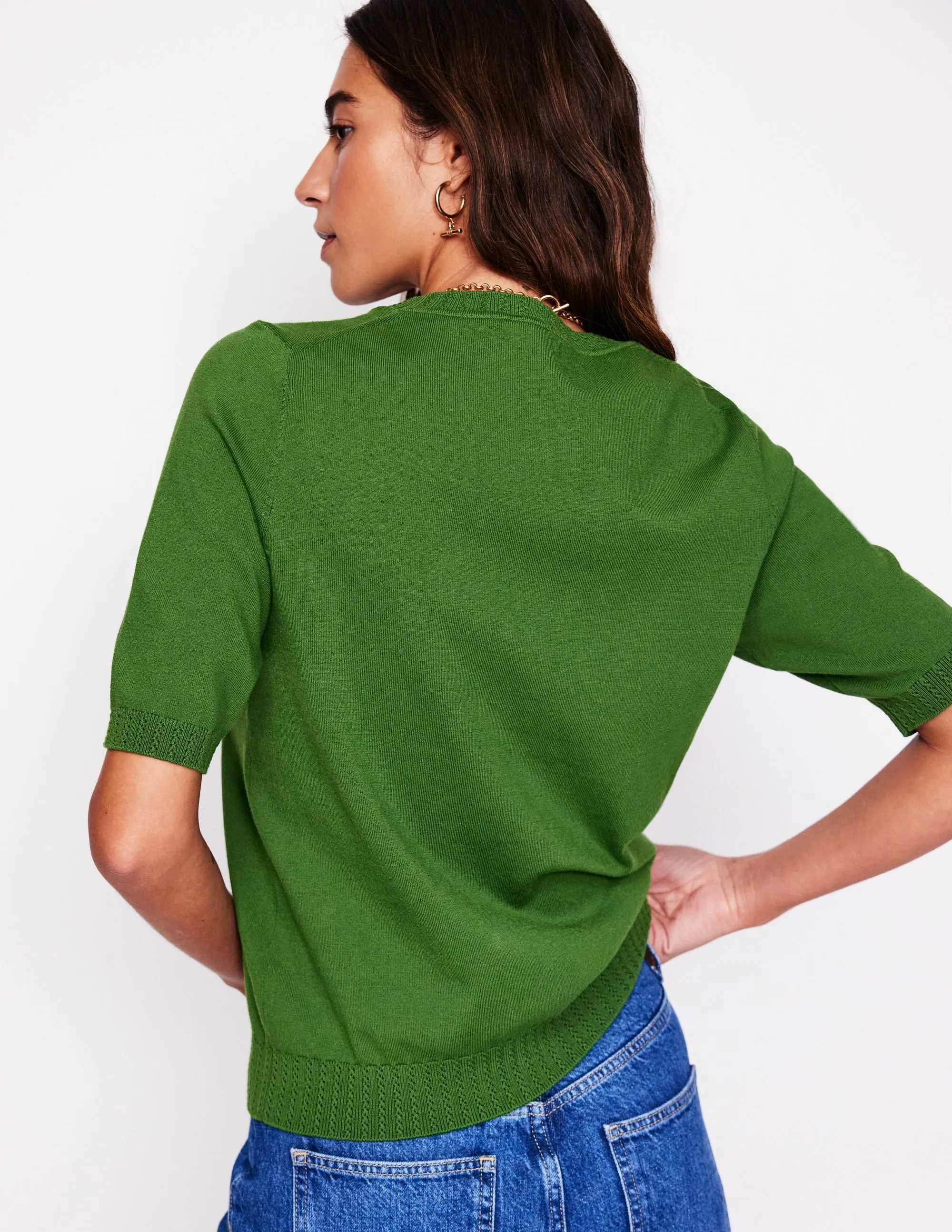 Modern Silhouette Emilia Cotton Crew T-shirt-Promenade Green