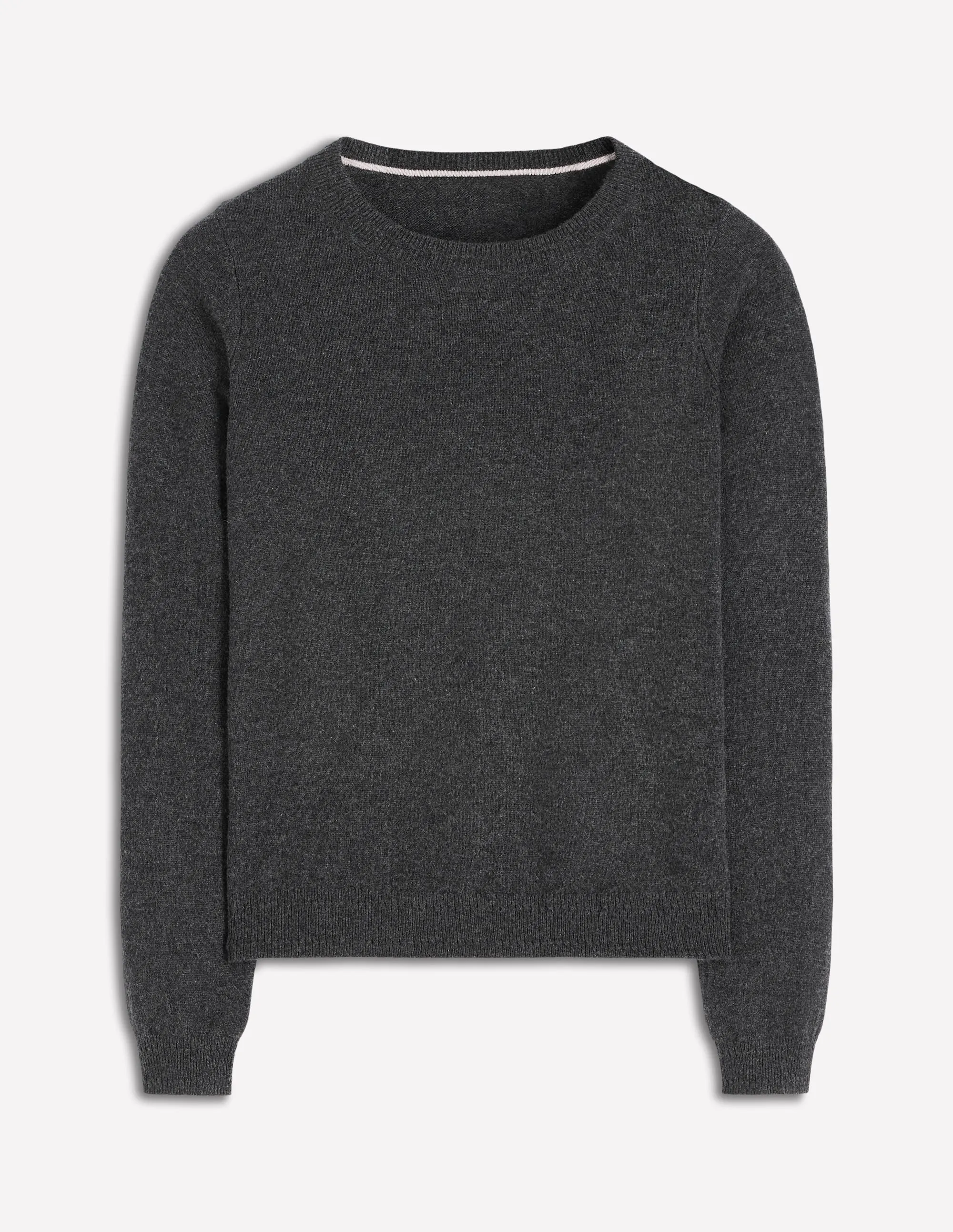 Eva Cashmere Crew Neck Jumper-Charcoal Melange Zero Waste Knitting Technique