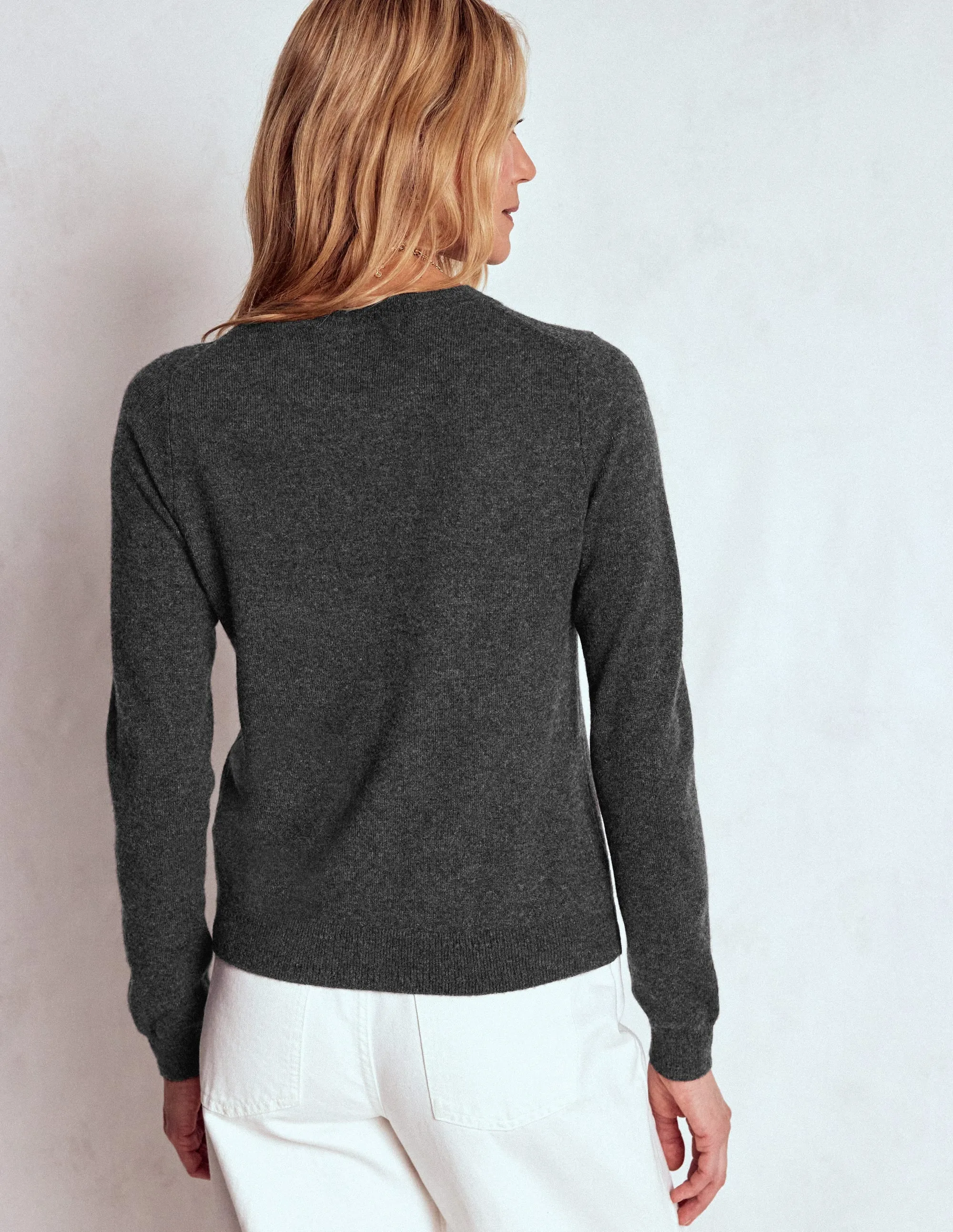 Transitional Layer Eva Cashmere Crew Neck Jumper-Charcoal Melange