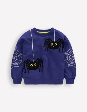 Multipanel Construction Fun Sweatshirt-Starboard Blue Spider