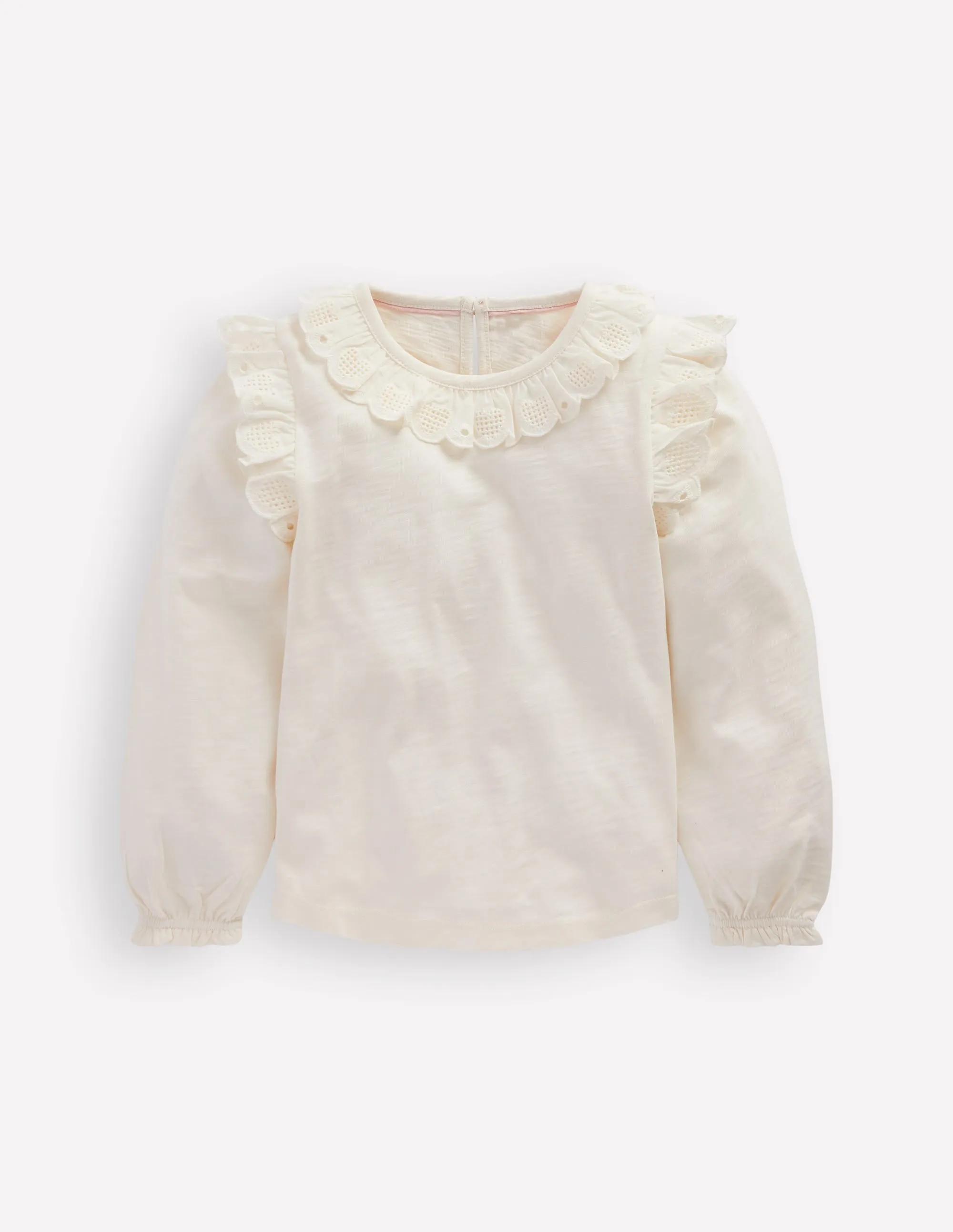 Broderie Heart Trim Top-Soft Ivory Soft And Comfortable Cool Style