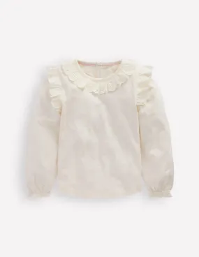 Broderie Heart Trim Top-Soft Ivory Soft And Comfortable Cool Style