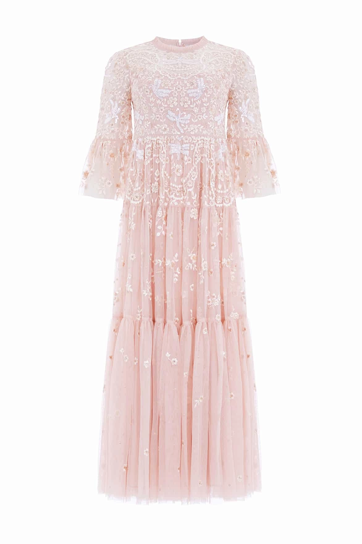 Satin-Sleeve Festival-Ready Dragonfly Garden Ankle Gown