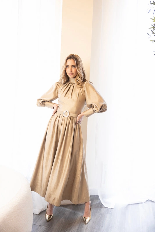 Vintage-Inspired understated look Emmeline Gold Dress
