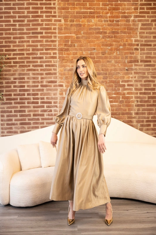 Emmeline Gold Dress Warranty-Included
