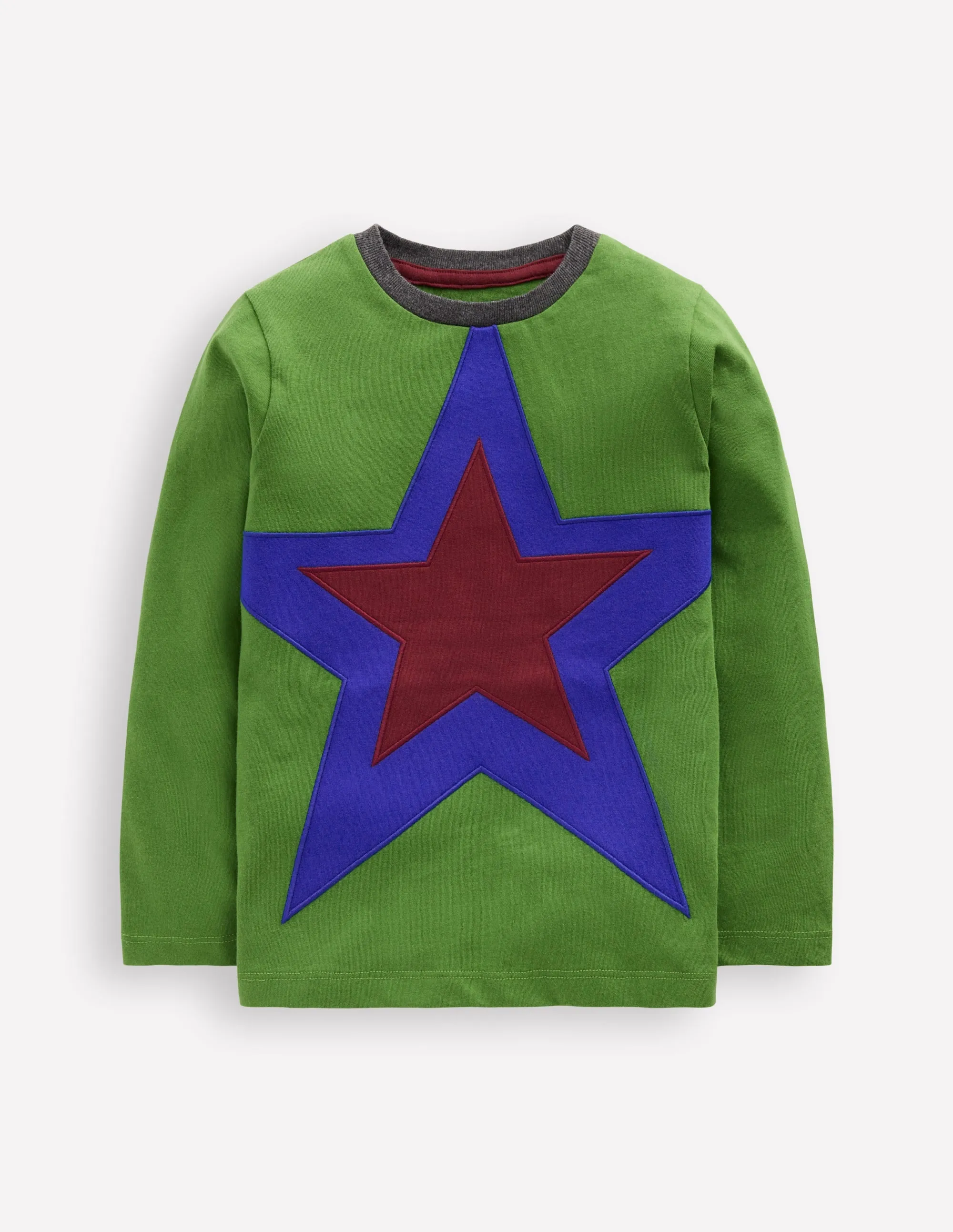 StretchTechnology DualLayer Weave Star Appliqu T-shirt-Broccoli Green Star