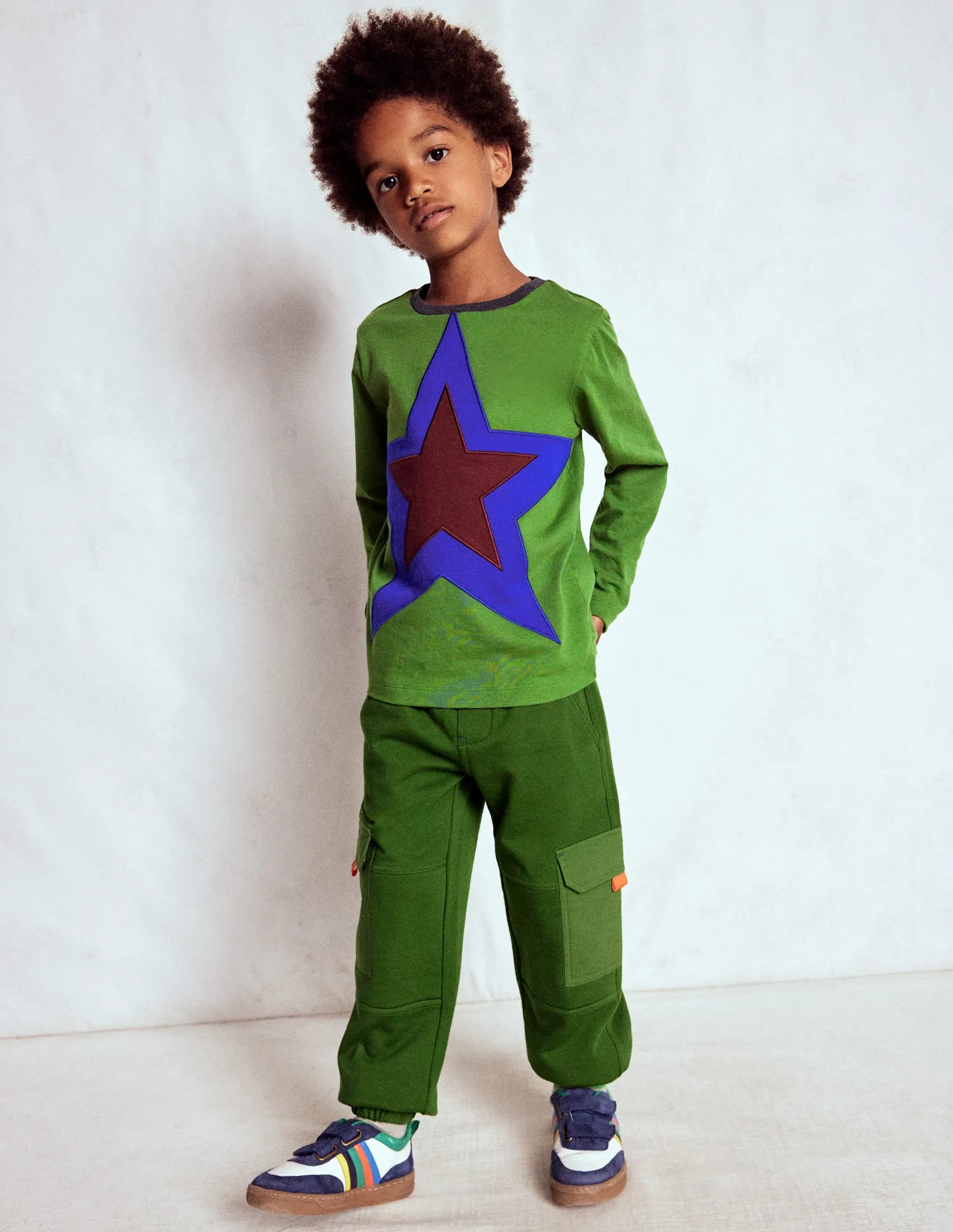 WrinkleResistant Star Appliqu T-shirt-Broccoli Green Star