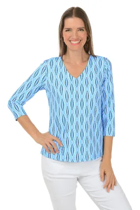 Reflective Trim Dot Your Eyes UPF50  V-Neck Top