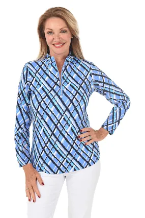 Argyle Plaid Cooling UPF50  Mock Neck Top LayeredDurability
