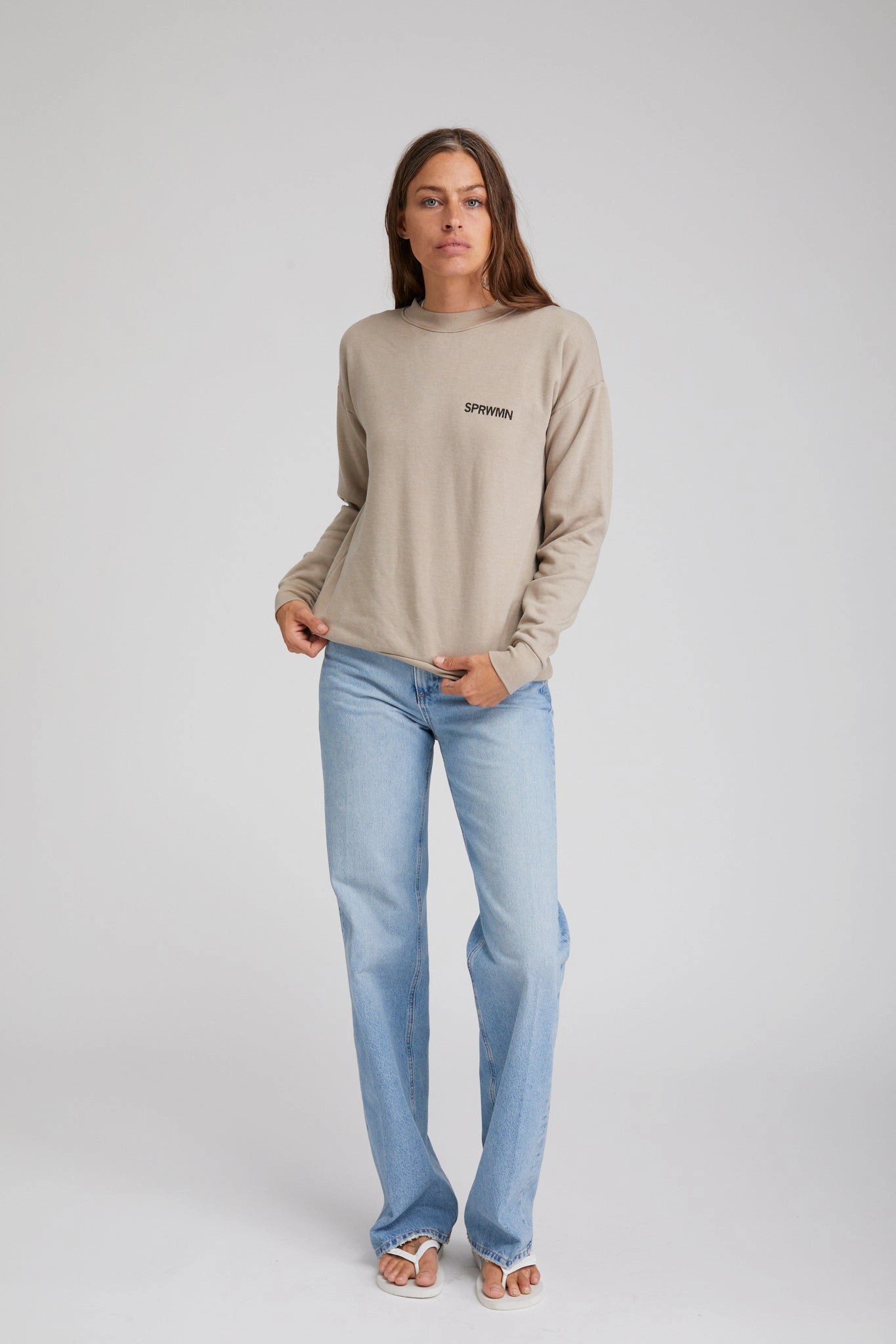 BlendMaterials Taupe Logo Sweatshirt