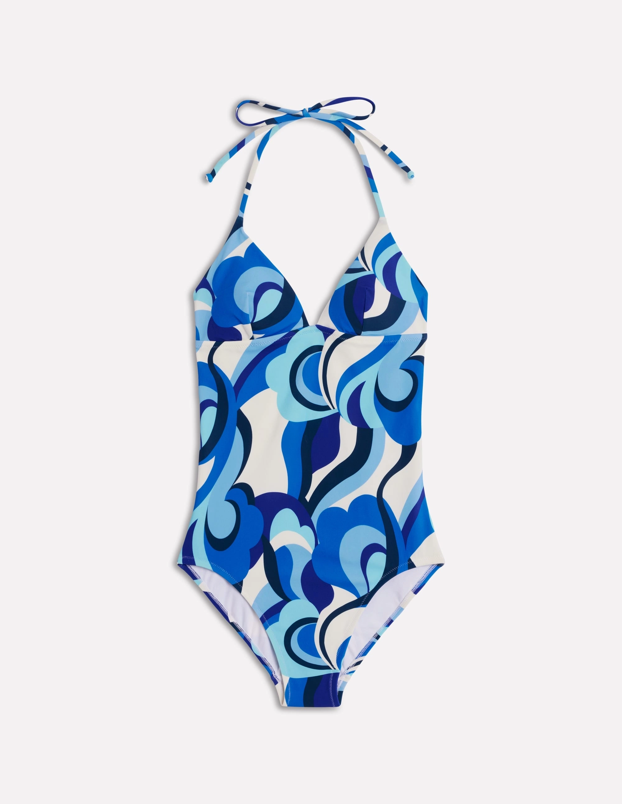 Symi String Swimsuit-Blue, Abstract Swirl Water Repellent Lining