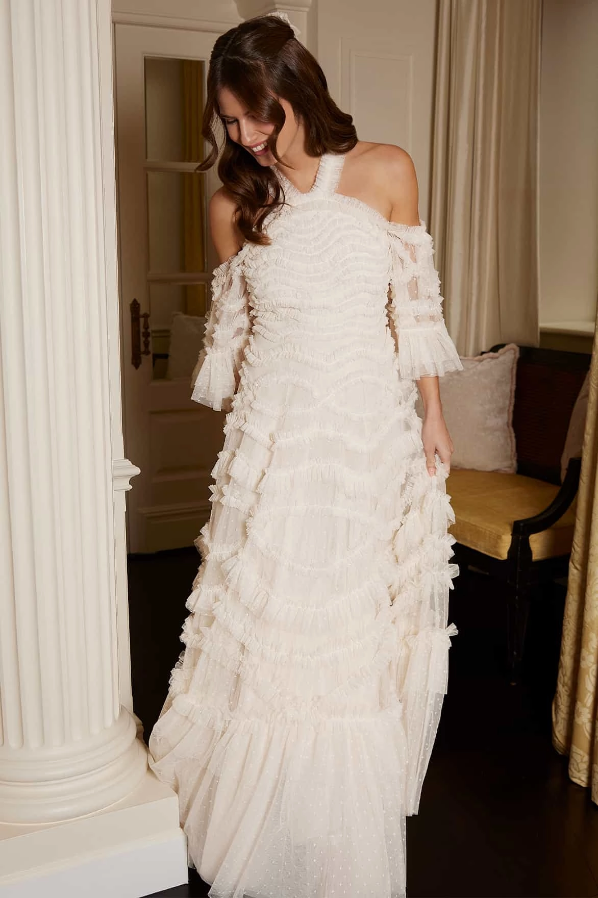 Fashionable Layers Bronte Off-Shoulder Gown