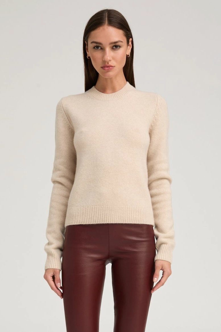 Oat Cashmere Crewneck Sweater LayeredDurability