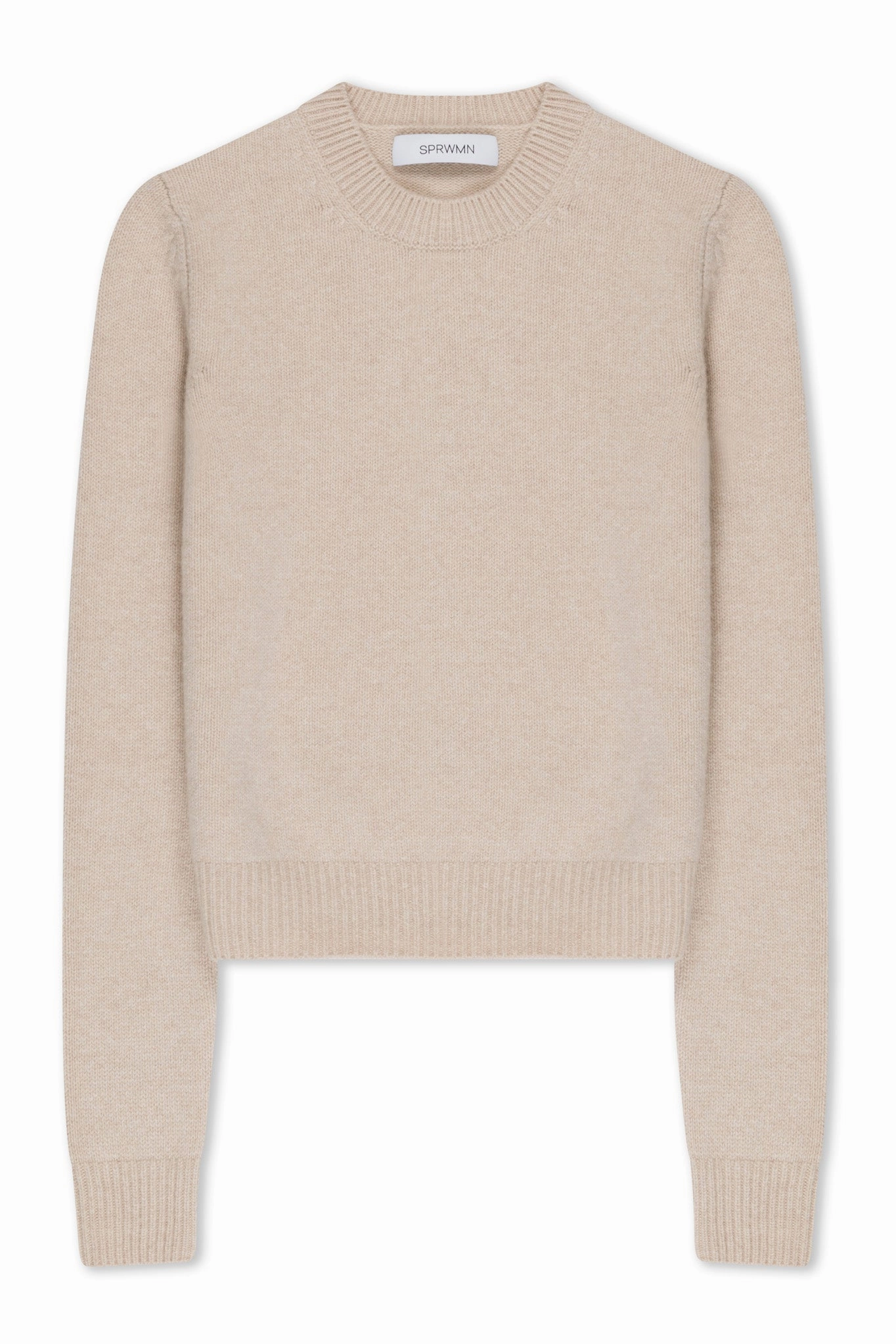 Oat Cashmere Crewneck Sweater AntiMicrobialLining Double Needle Hemming