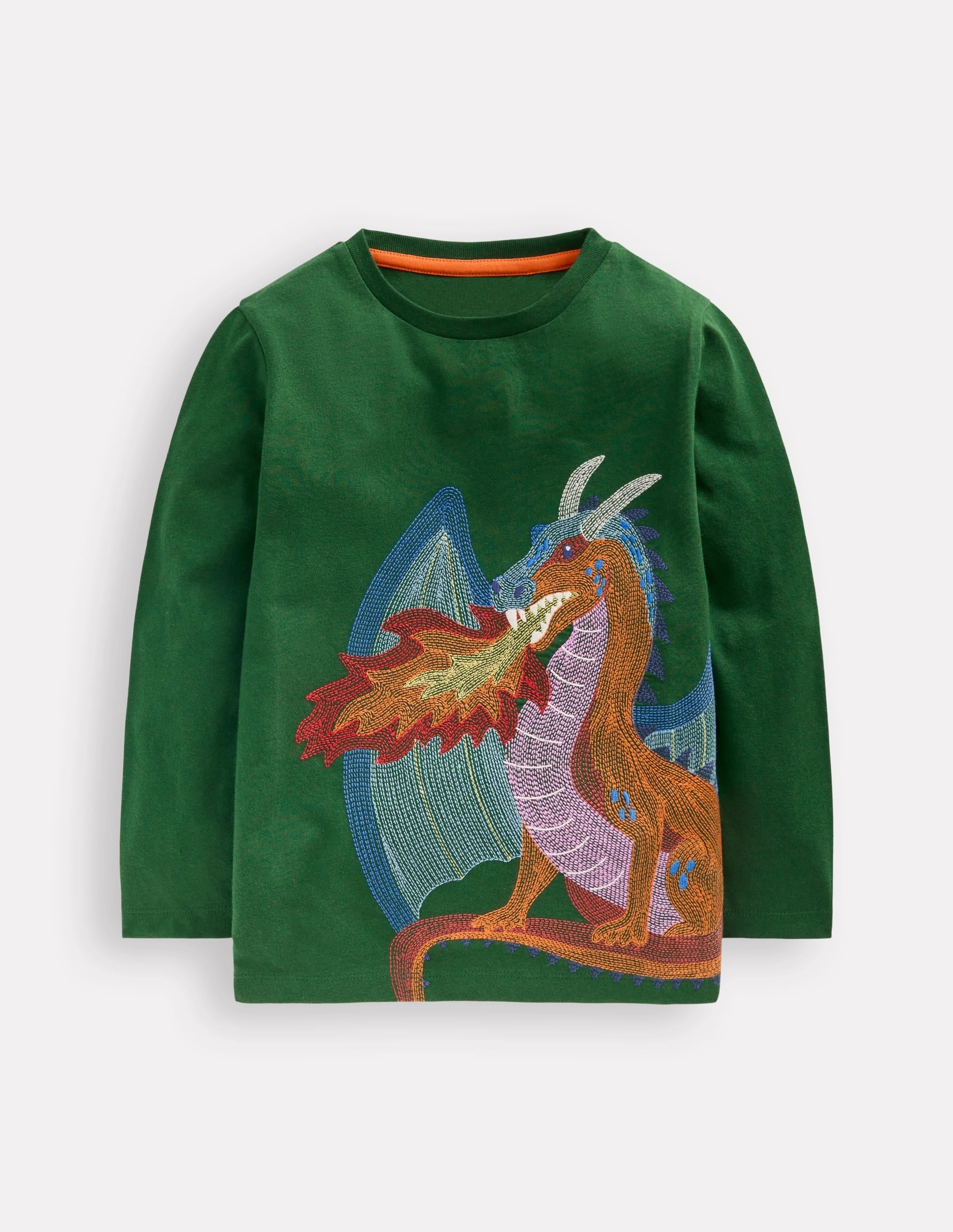 Machine Washable Fabric Longsleeve Superstitch T-shirt-Shady Green Dragon