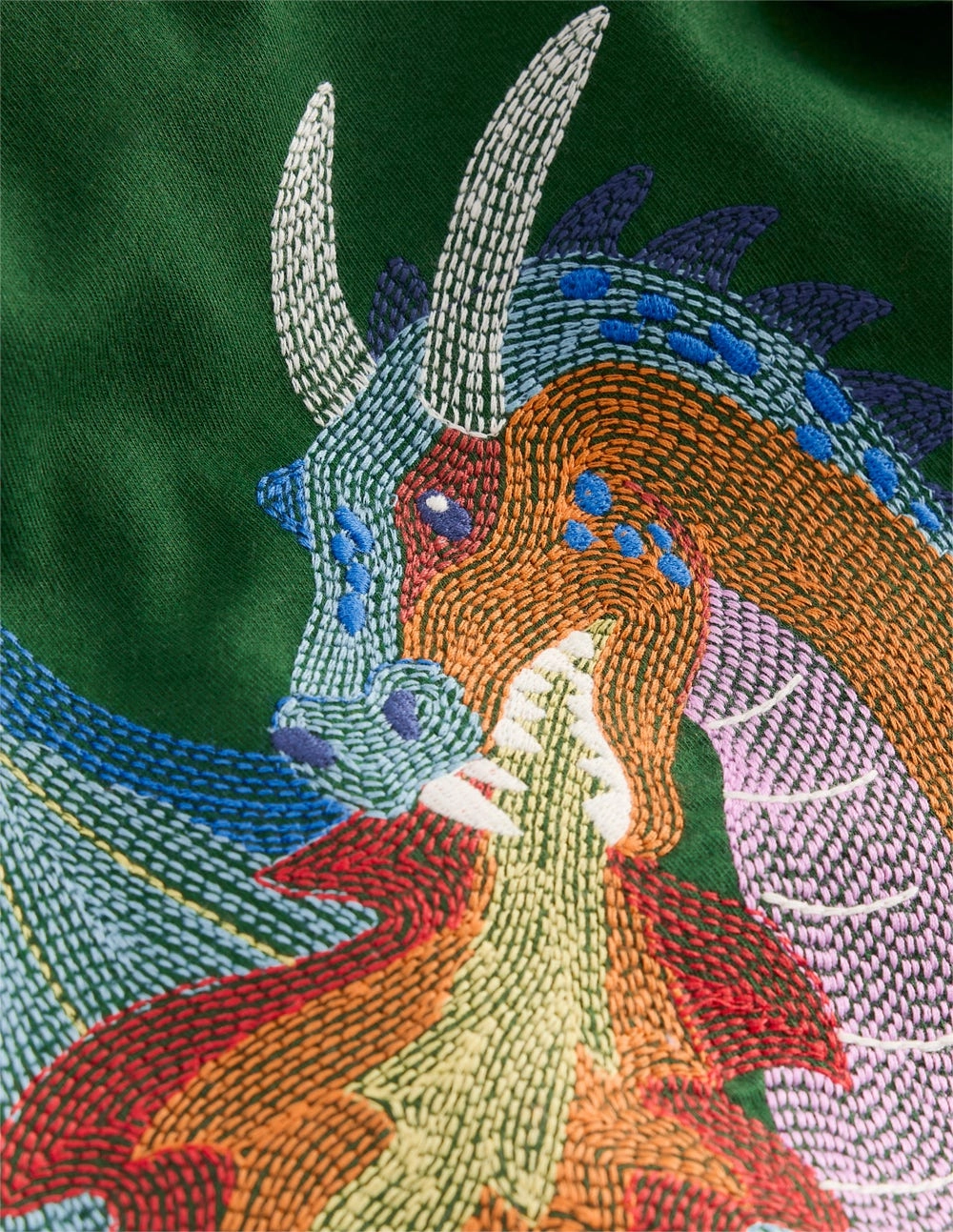 Longsleeve Superstitch T-shirt-Shady Green Dragon RibbedNeckline