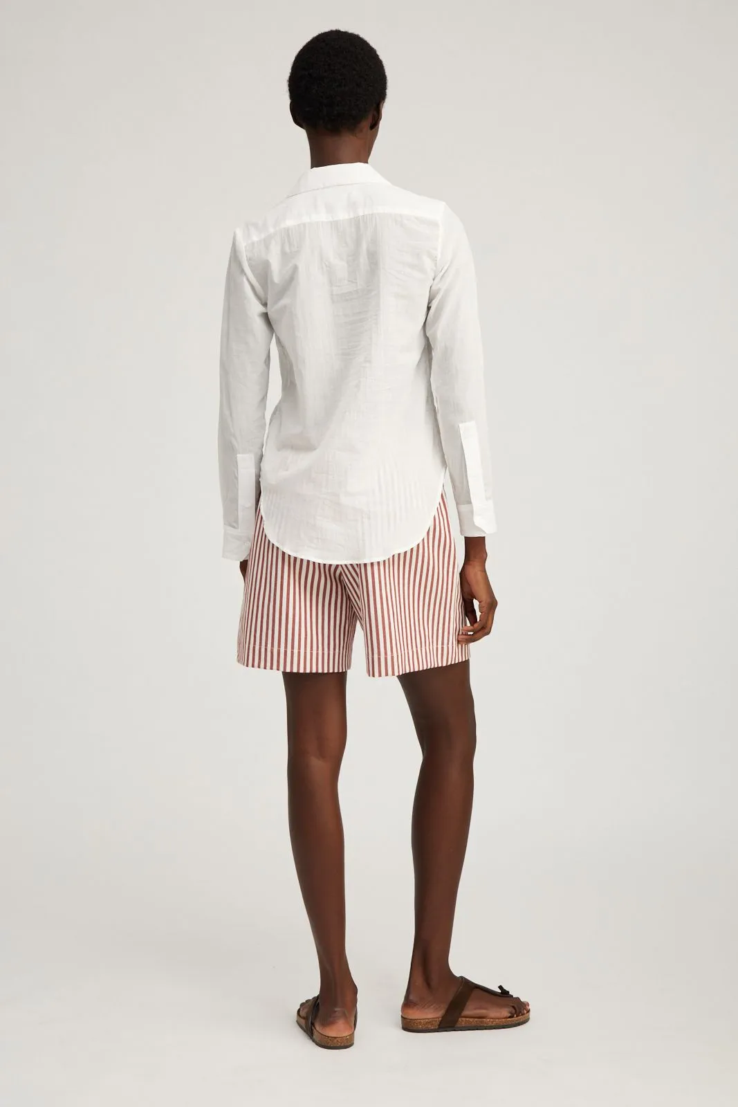 White Voile Fitted Button Down TactileWeave Recycled Polyester Fabric