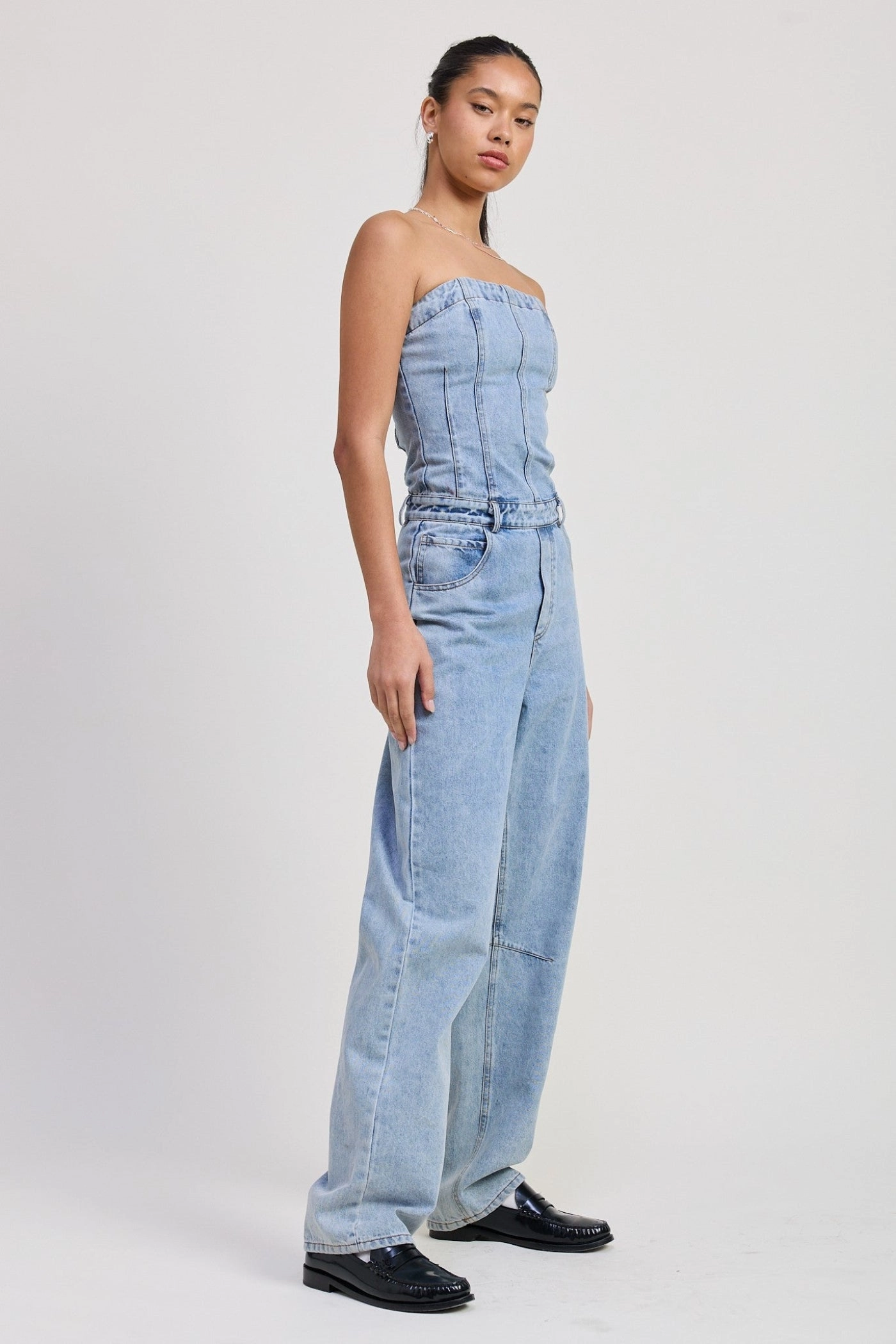 SOPHIA STRAPLESS DENIM JUMPSUIT BreathableMesh