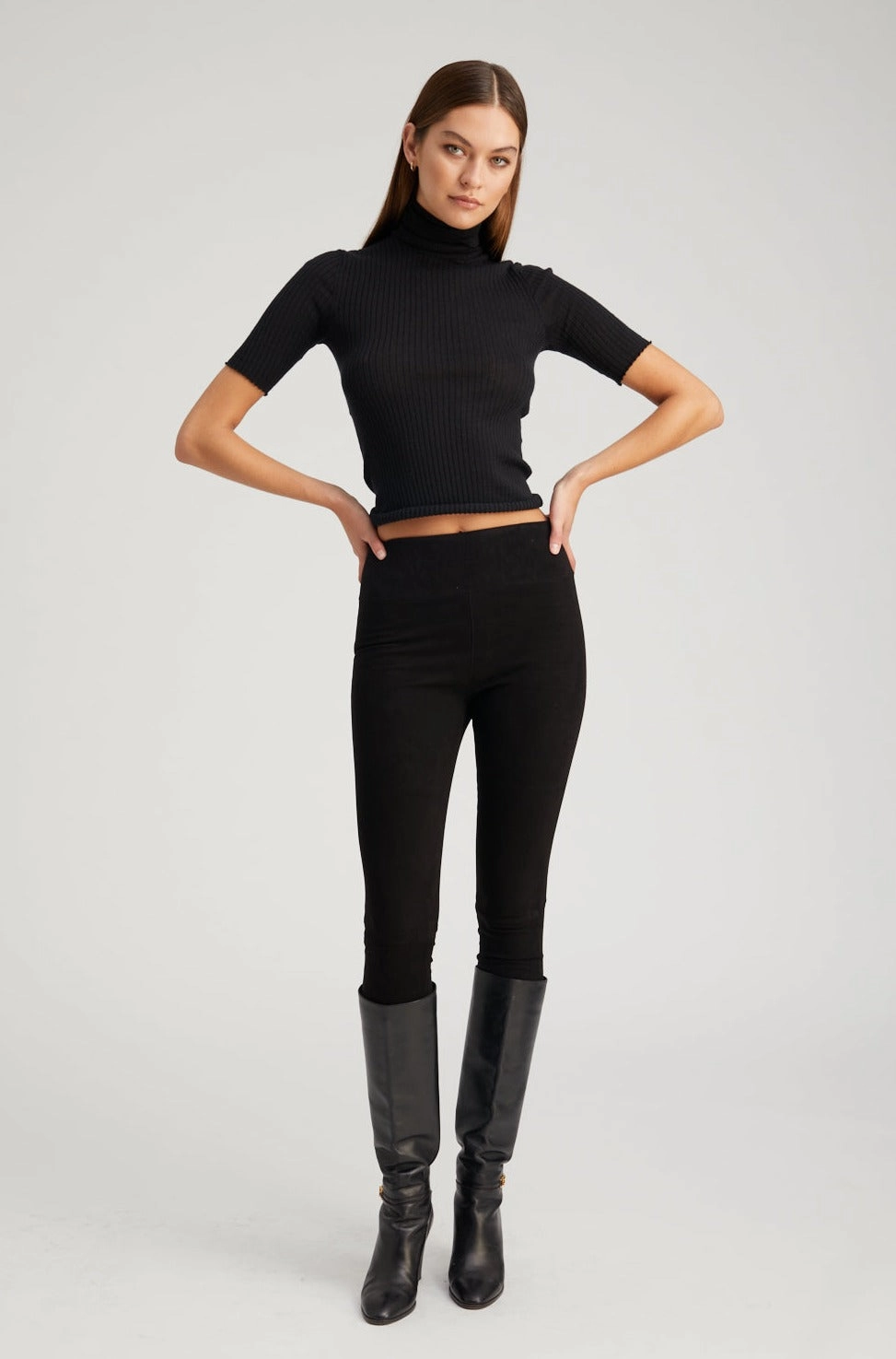 Black Suede Crop Performance Wear