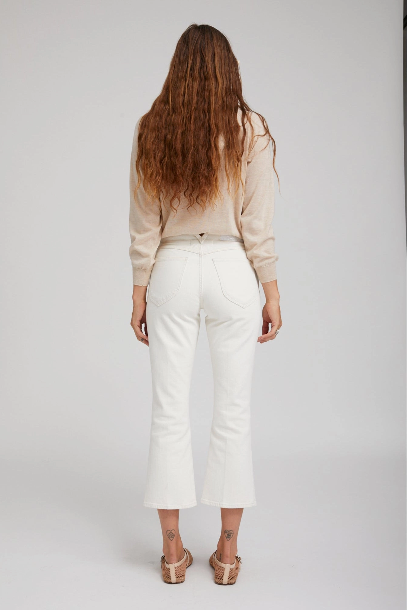 LayeredCuff Earhart Off White Crop Denim