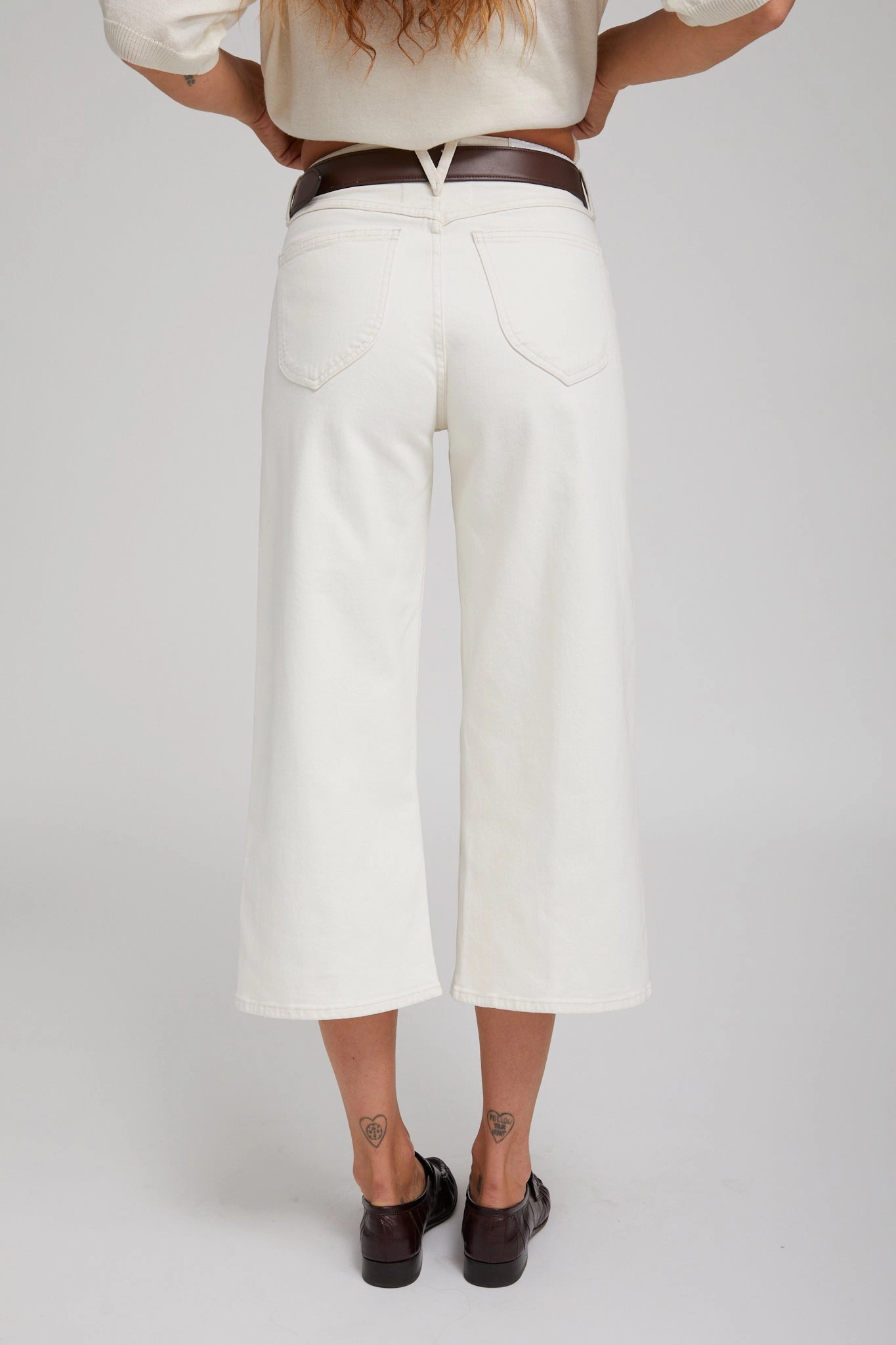 Reversible design Hypoallergenic Fiber Earhart White Denim Culotte Pants