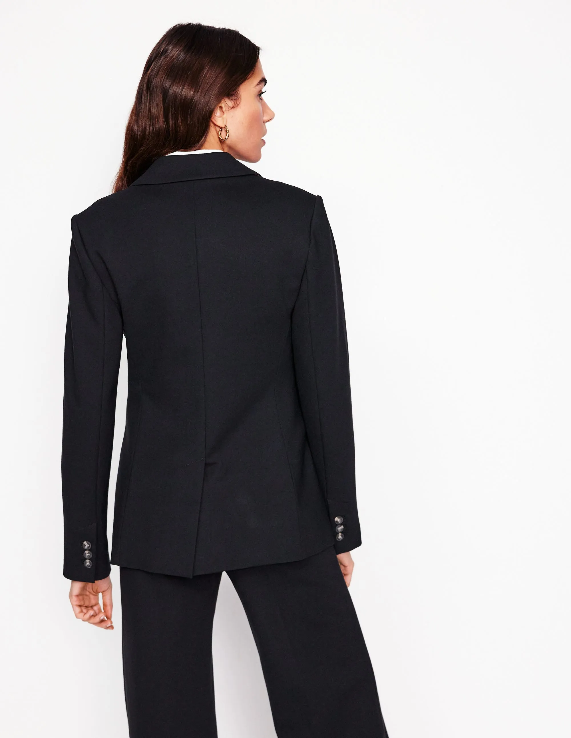 Double Buttons Soft Touch Marylebone Ponte Blazer-Black