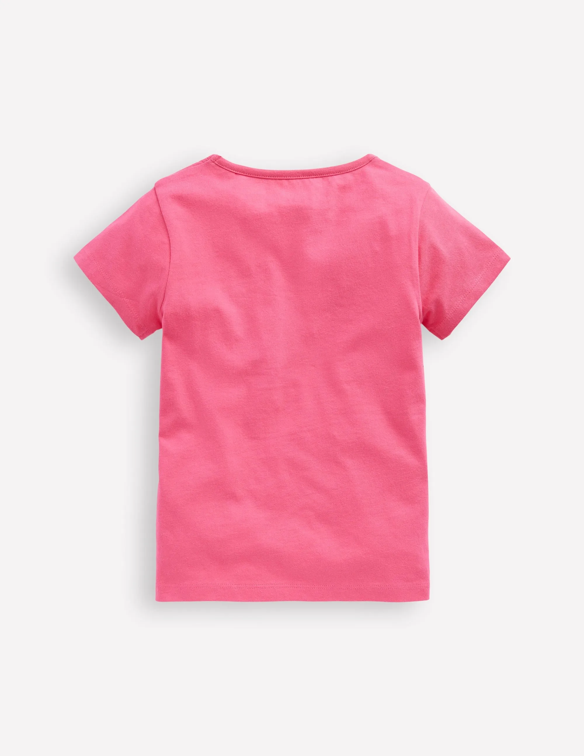 Short Sleeve Appliqu T-shirt-Rose Petal Pink Cat Minimal Style Trend