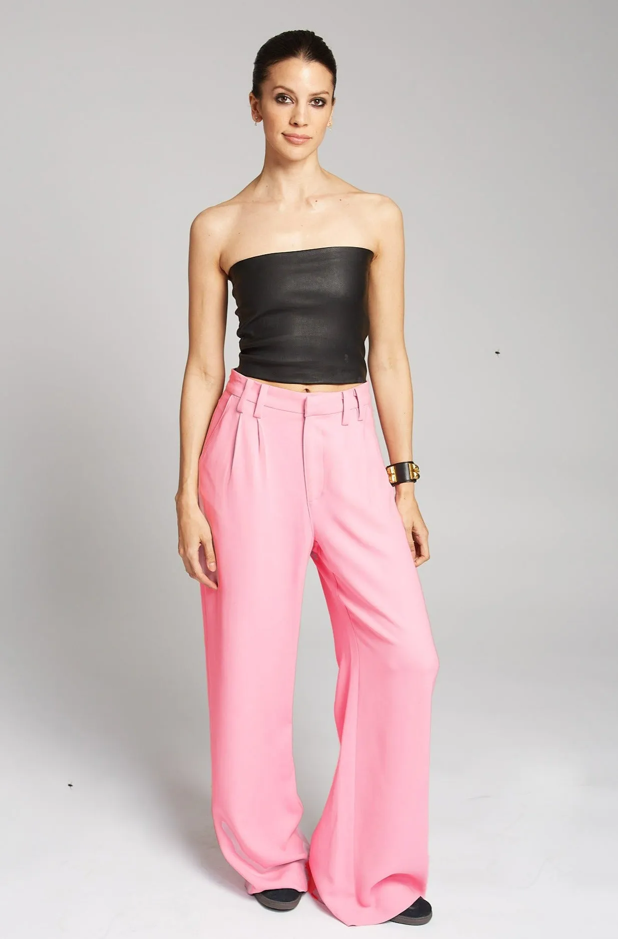 Movement Support Flexible Comfort Rose Crepe Pleated Trousers