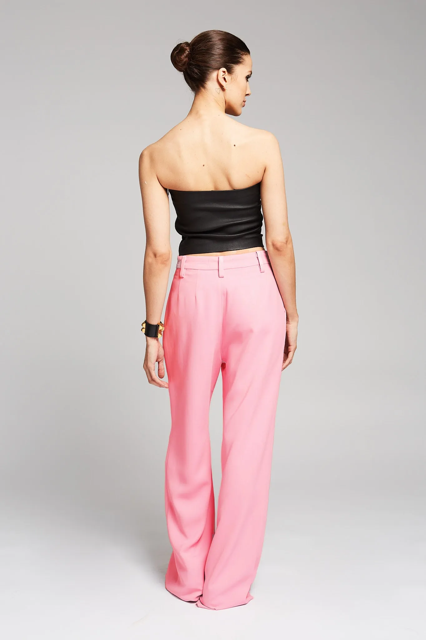 Rose Crepe Pleated Trousers Durable Material