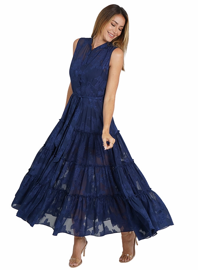 Walk Grace Mesh-Sleeve Sophie Dress Navy