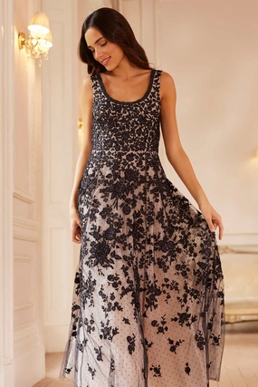 Pure Lines Neutral Aesthetic Rosa Scoop Neck Ankle Gown