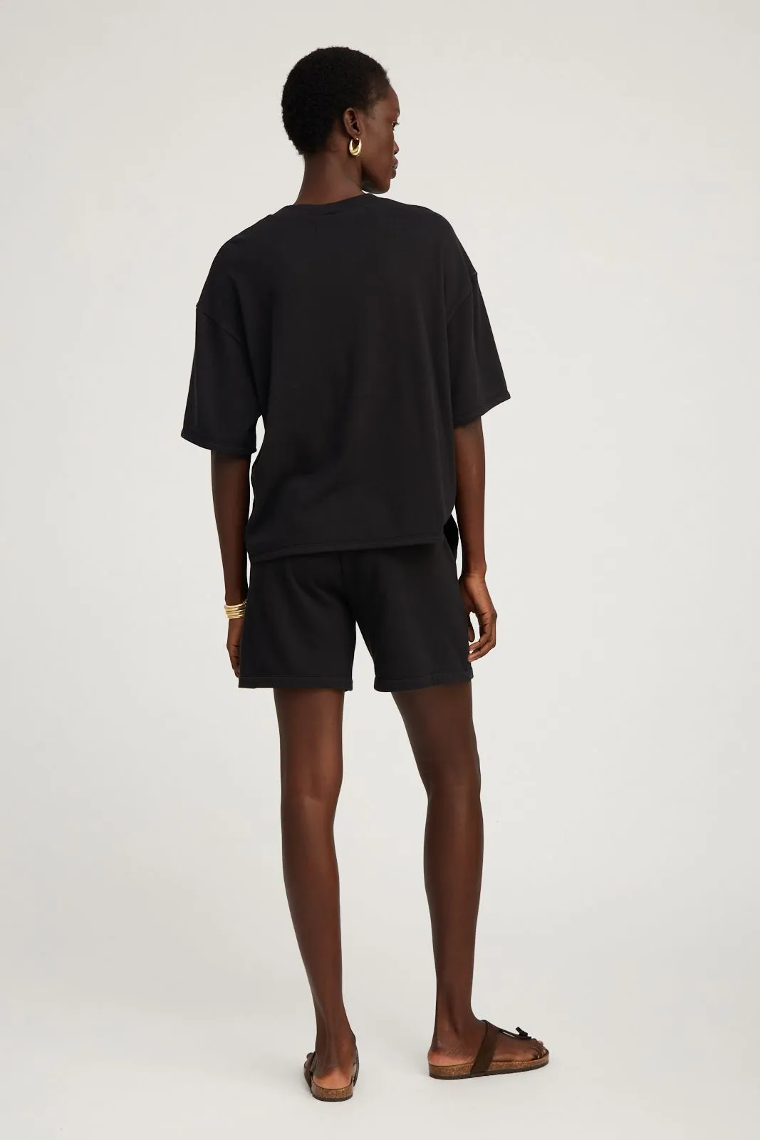 Black Cotton Terry Baggy Sweatshorts Sustainable Cotton