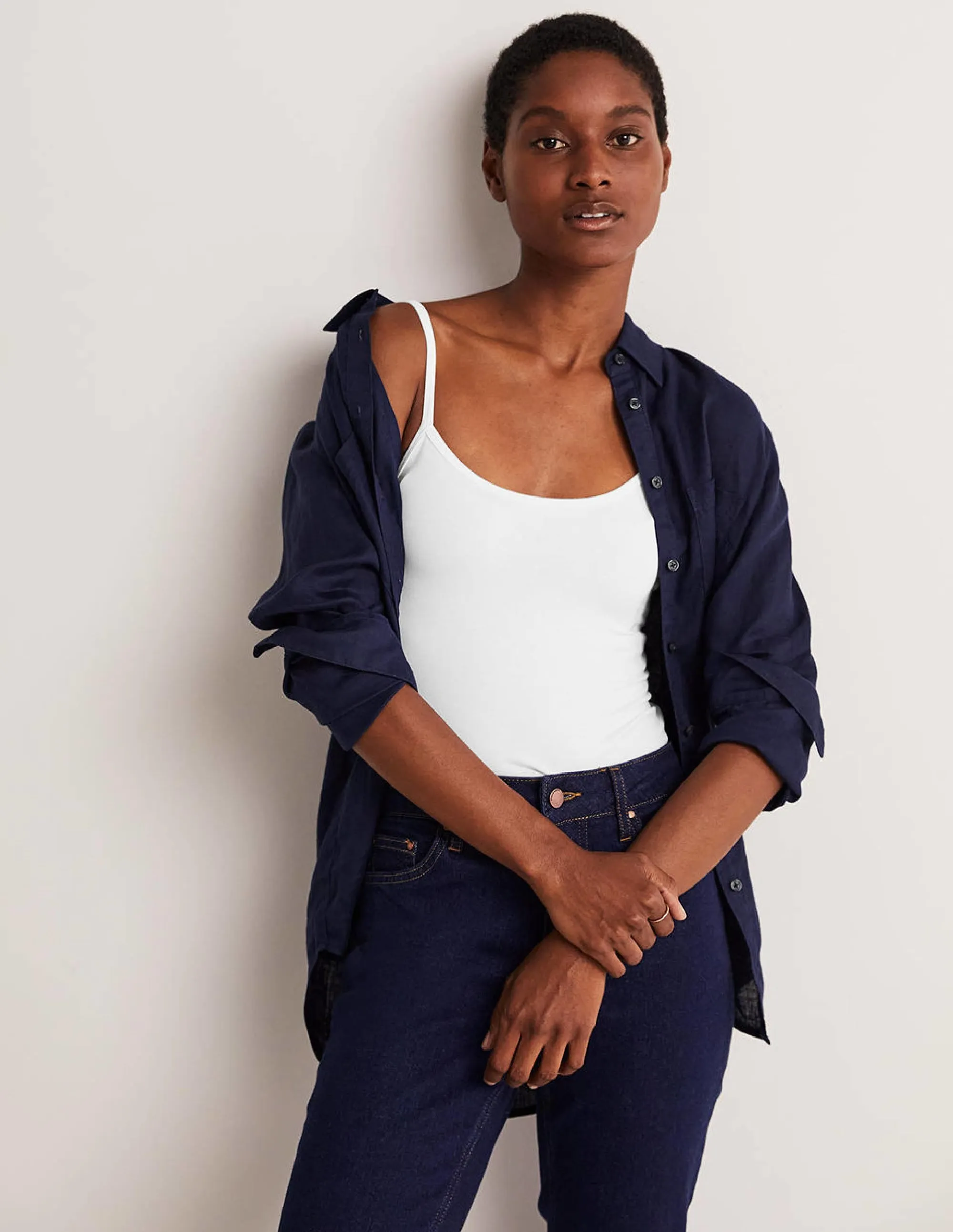 StretchTechnology Summer Wardrobe Plain Cami Top-White